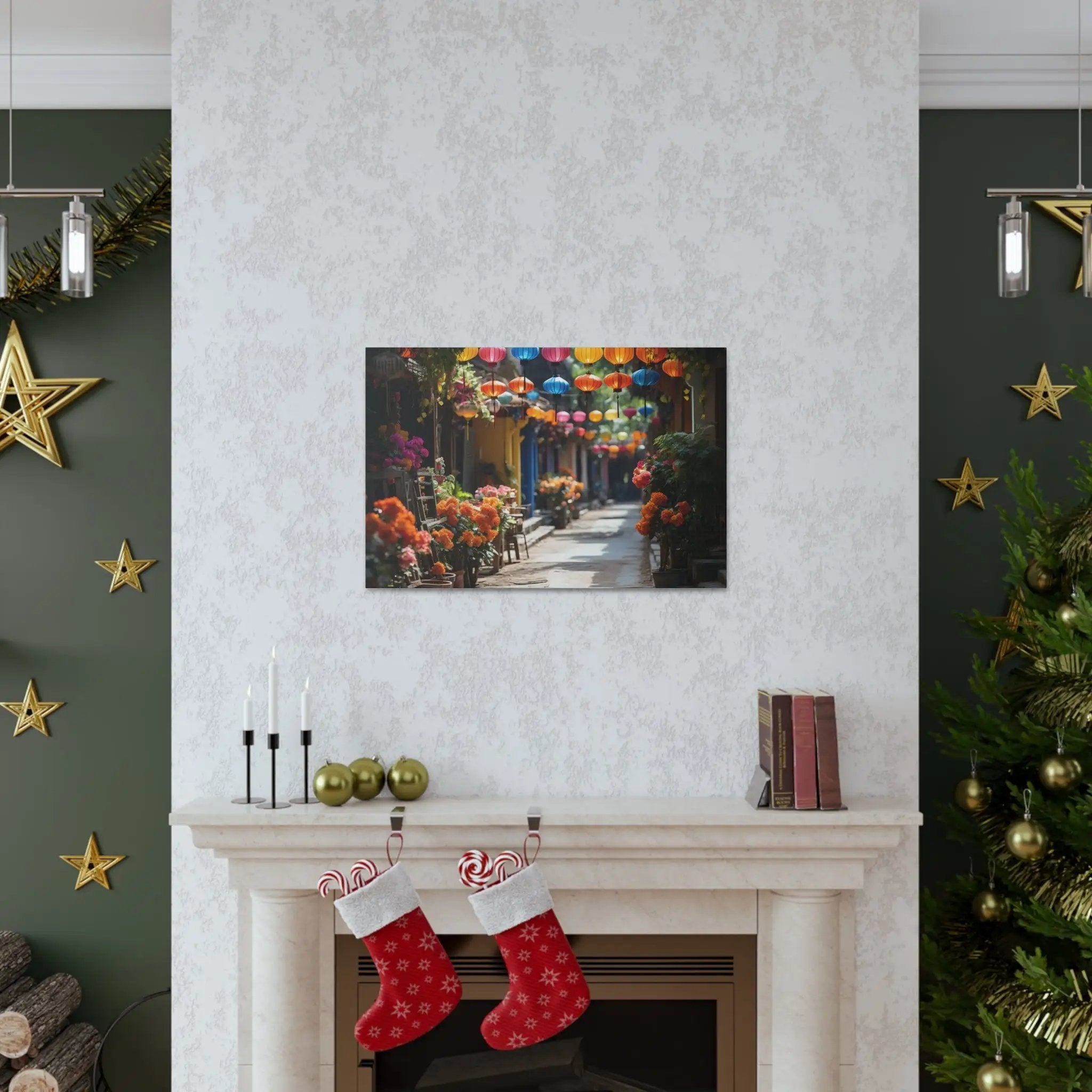 Canvas Gallery Wraps | a decorated Christmas tree in a living room