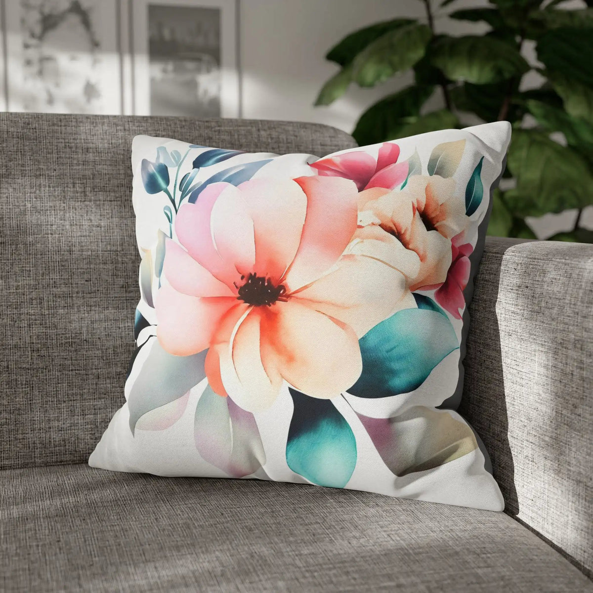 Pillow Sham | a pillow with a flower on it sitting on a couch