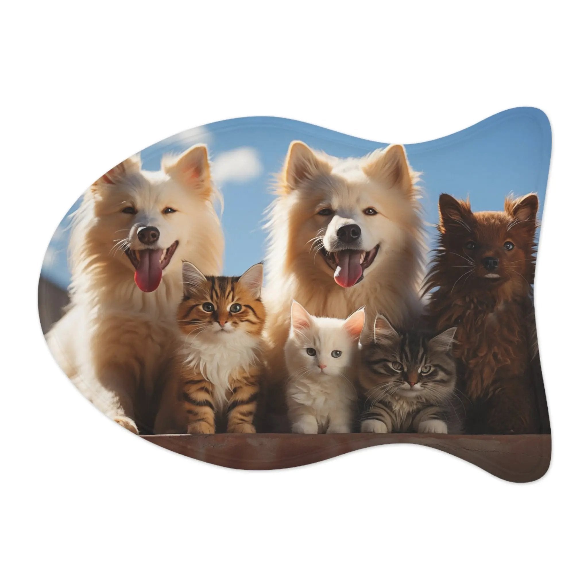 Pet Feeding Mats | a picture of a group of dogs and cats