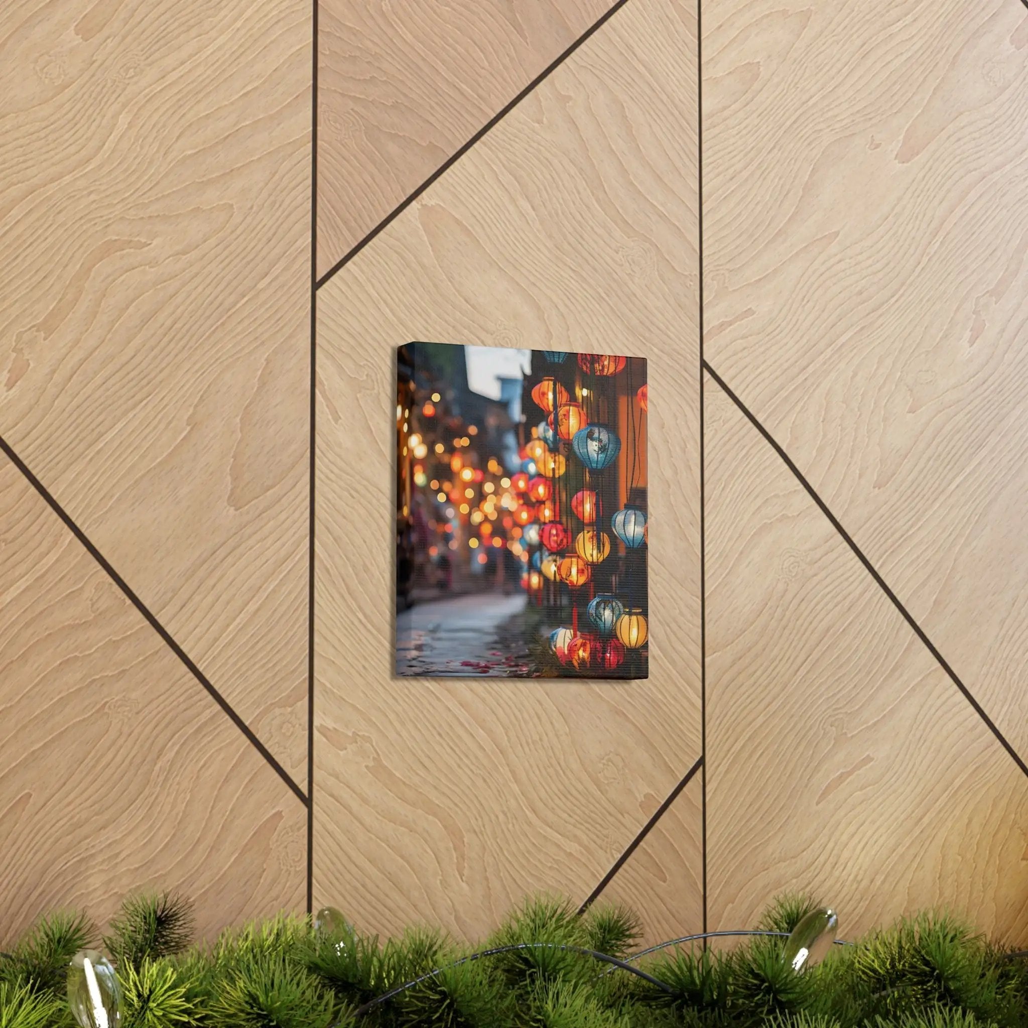 Canvas Gallery Wraps | a picture hanging on a wall next to a Christmas tree