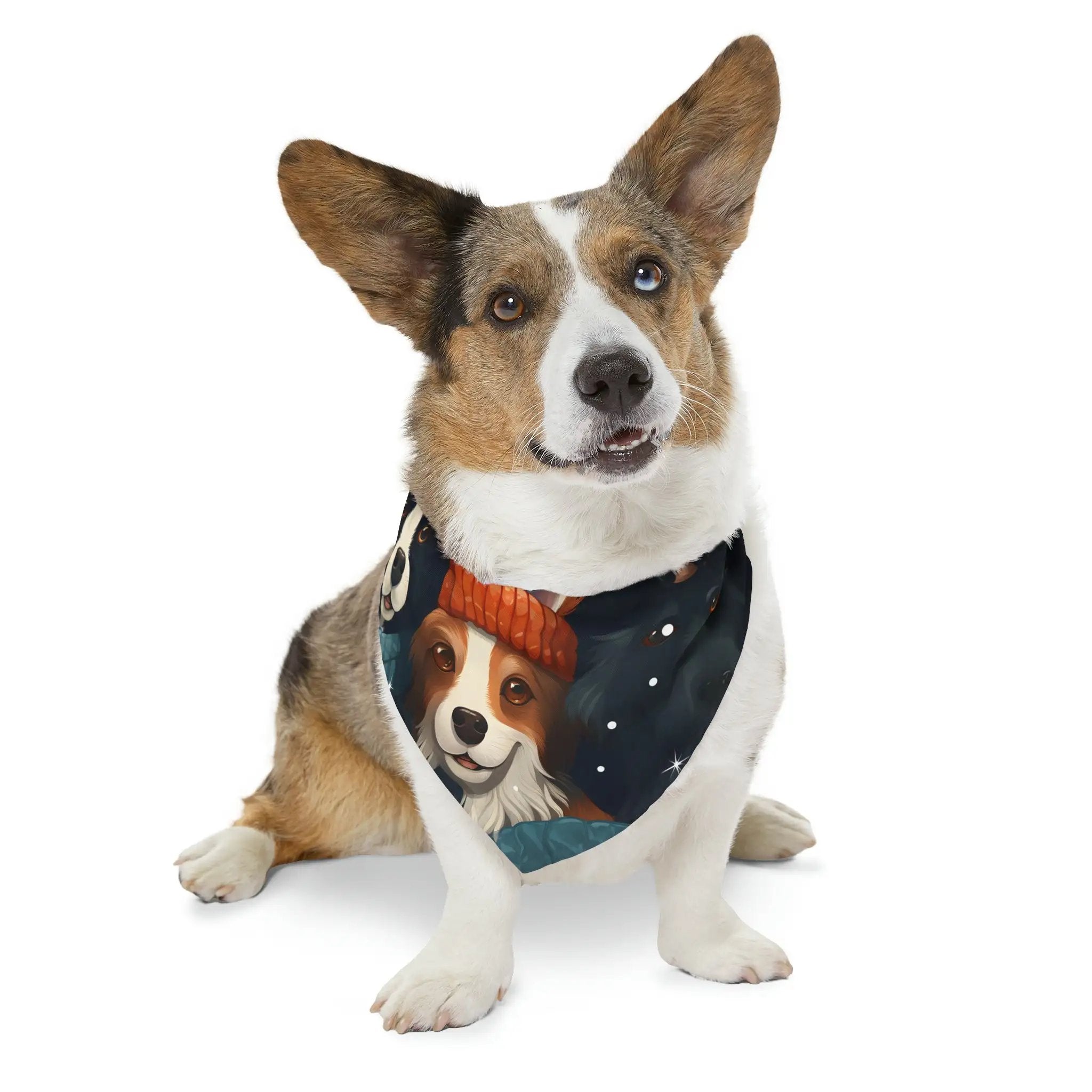 Pet Bandana | a dog wearing a bandana with a picture of a dog on it