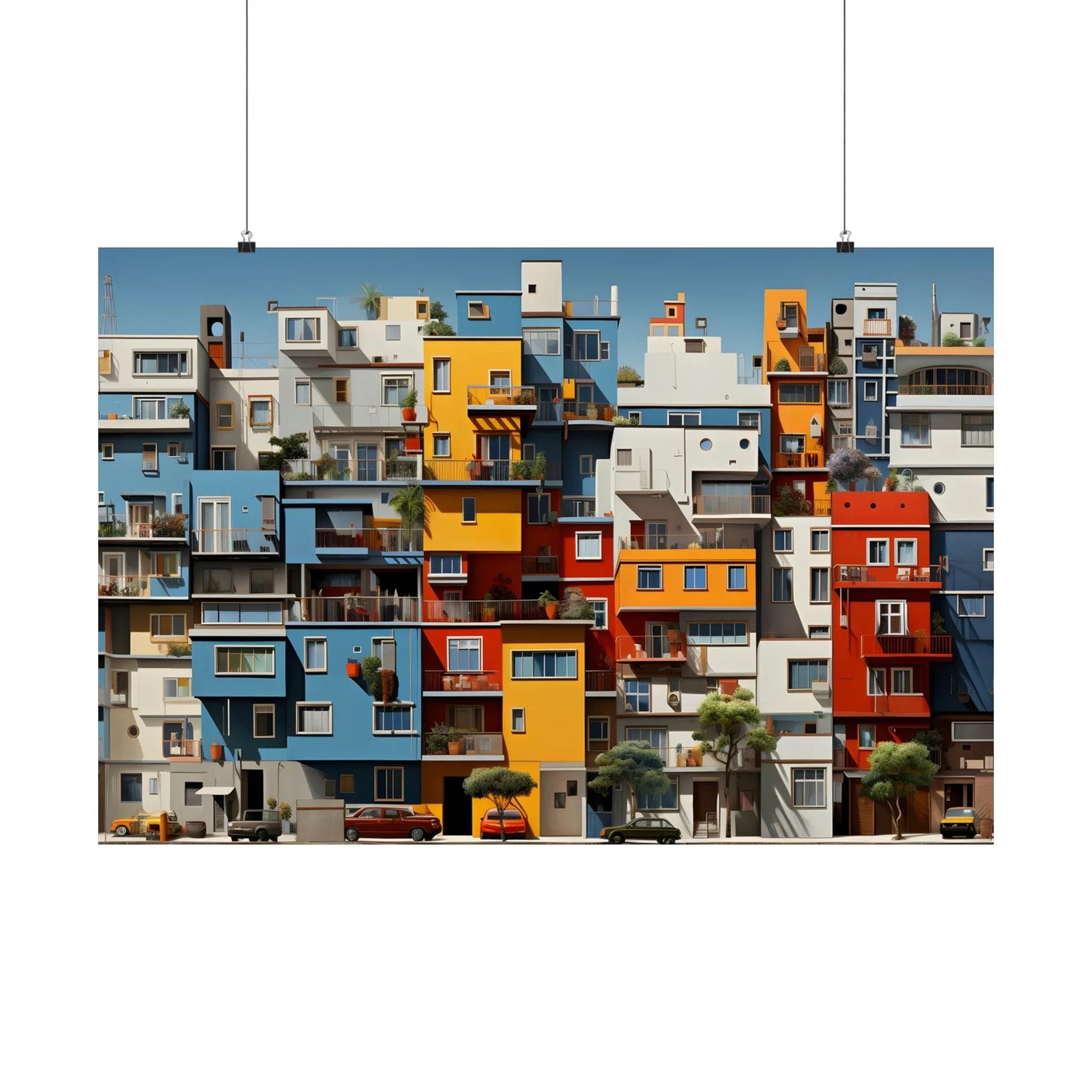 Kawaii Posters | a multicolored building with balconies and balconies hanging from the