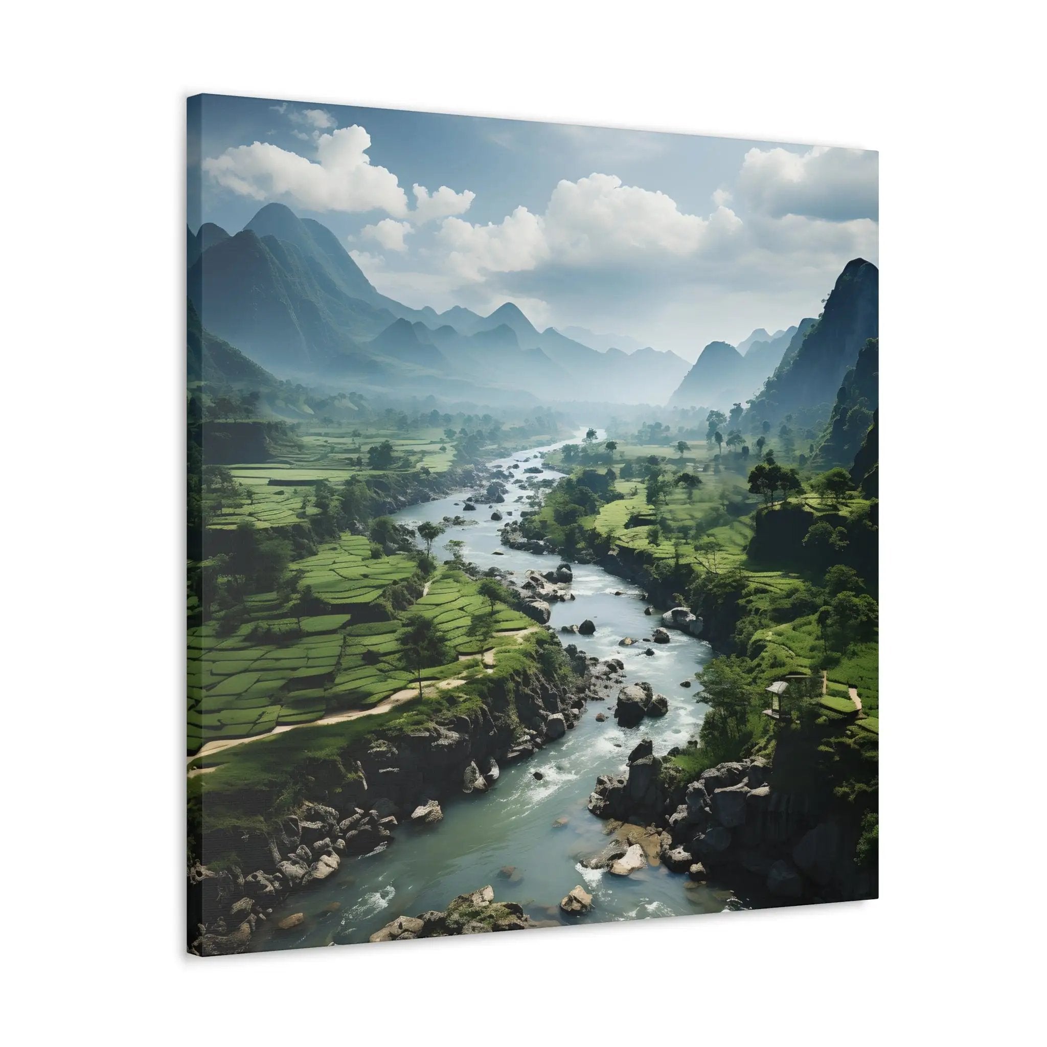 Canvas Gallery Wraps | a river running through a lush green valley