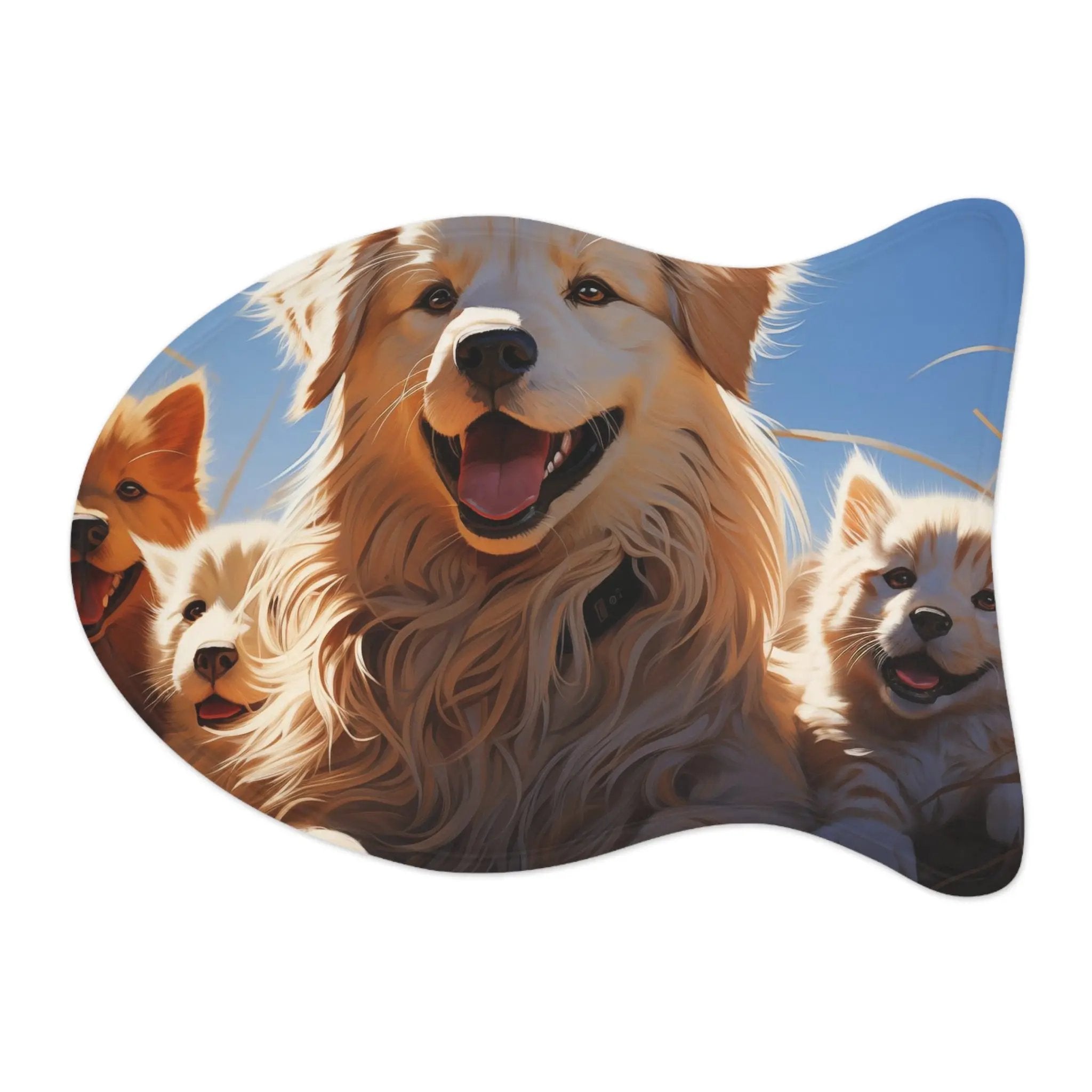 Pet Feeding Mats | a picture of a dog with four puppies