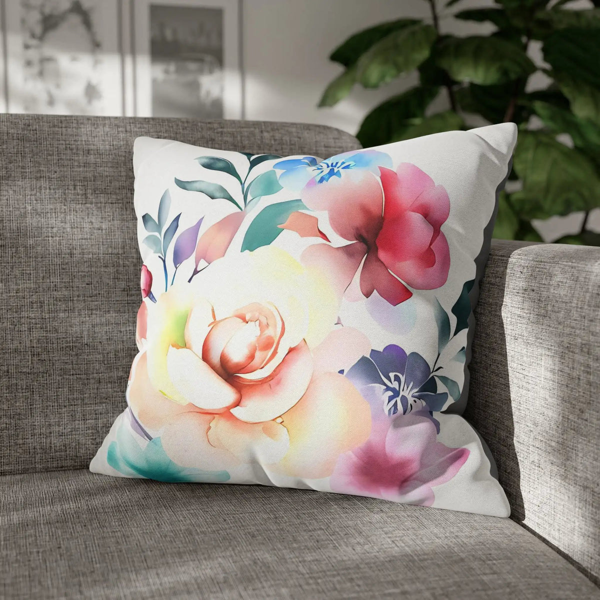 Pillow Sham | a floral pillow on a couch in a living room