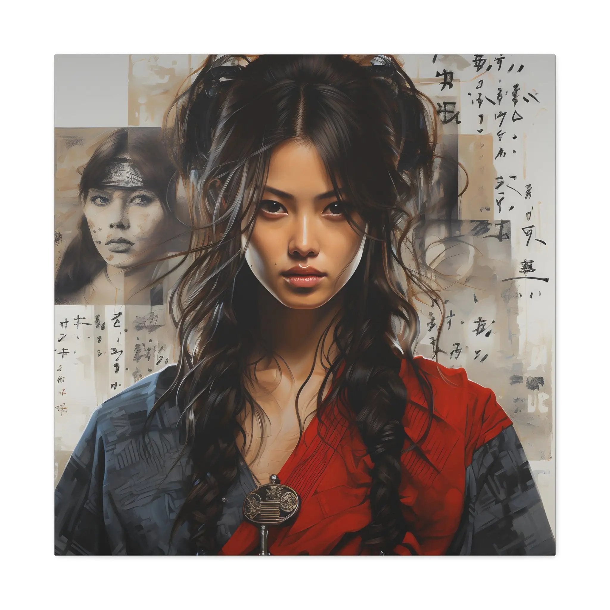 Canvas Gallery Wraps | Beautiful Kimono | a painting of a woman with long hair