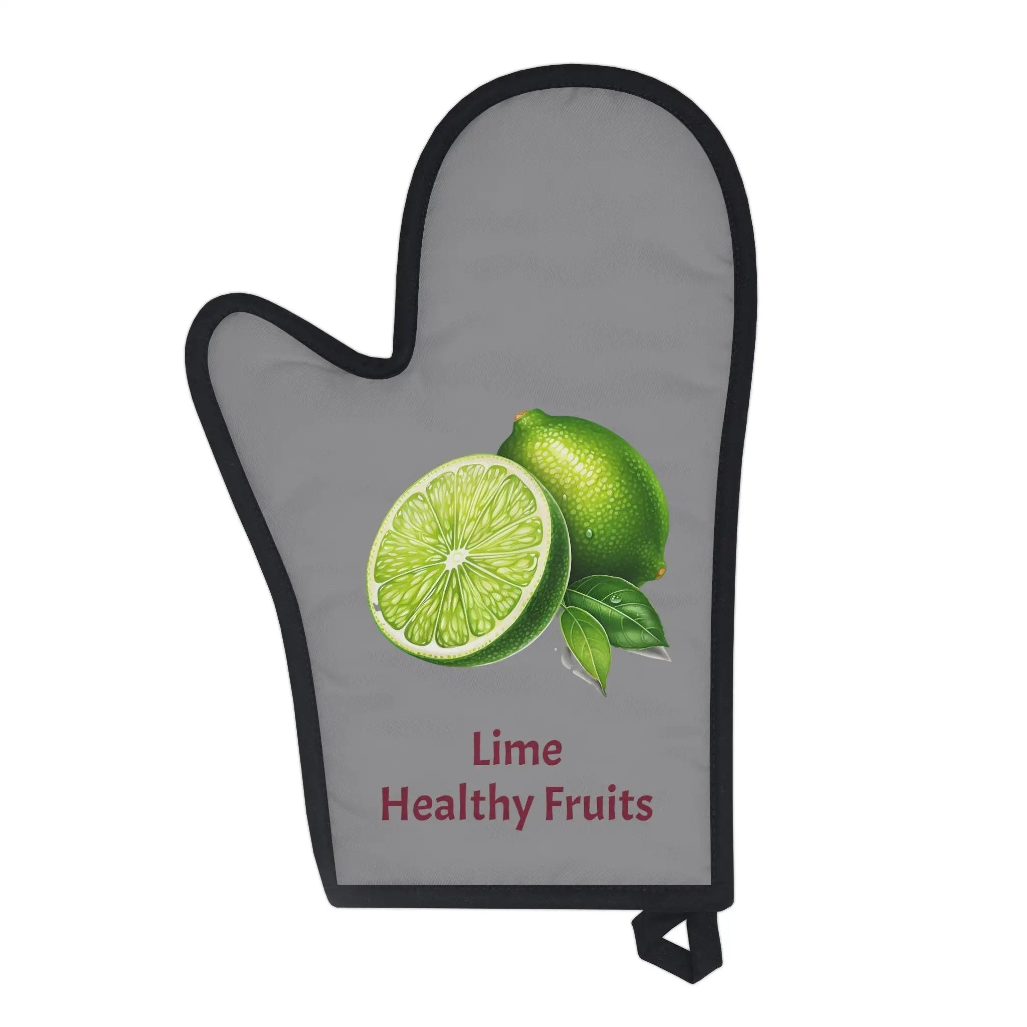 oven mitt | a hand with a lime on it and the words lime healthy fruits