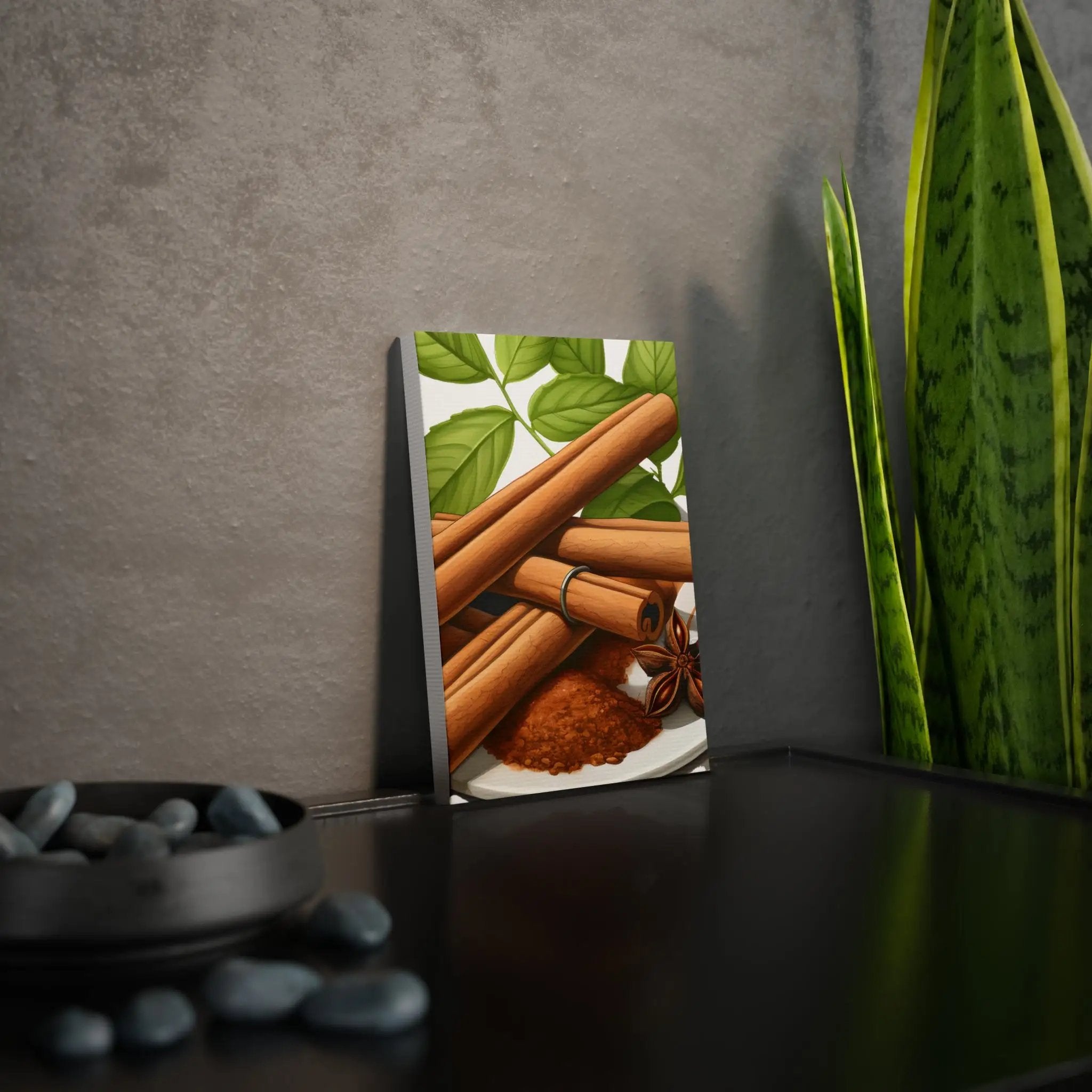 Canvas Gallery Wraps | a picture of spices on a table next to a potted plant