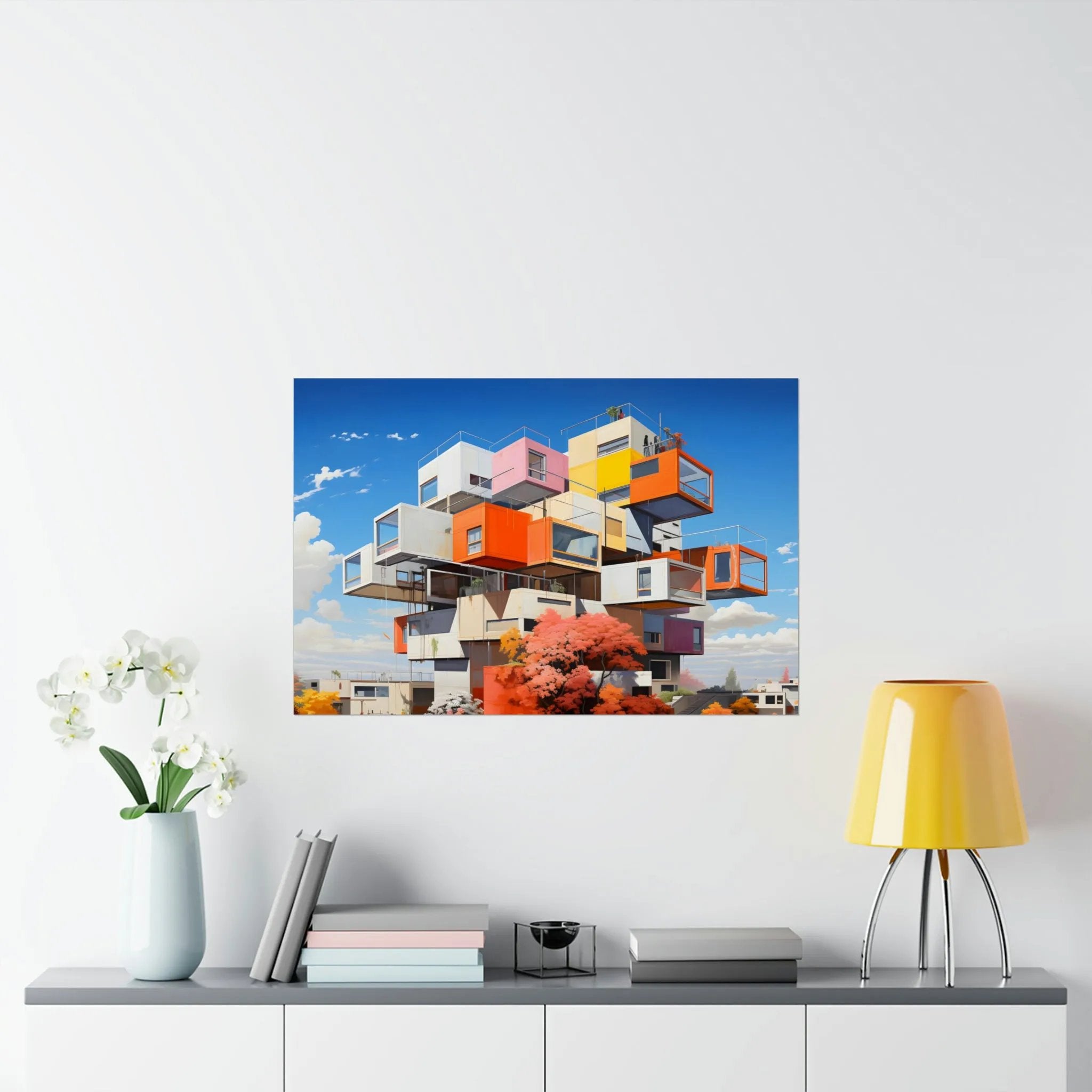 Kawaii Posters | a painting on a wall above a table