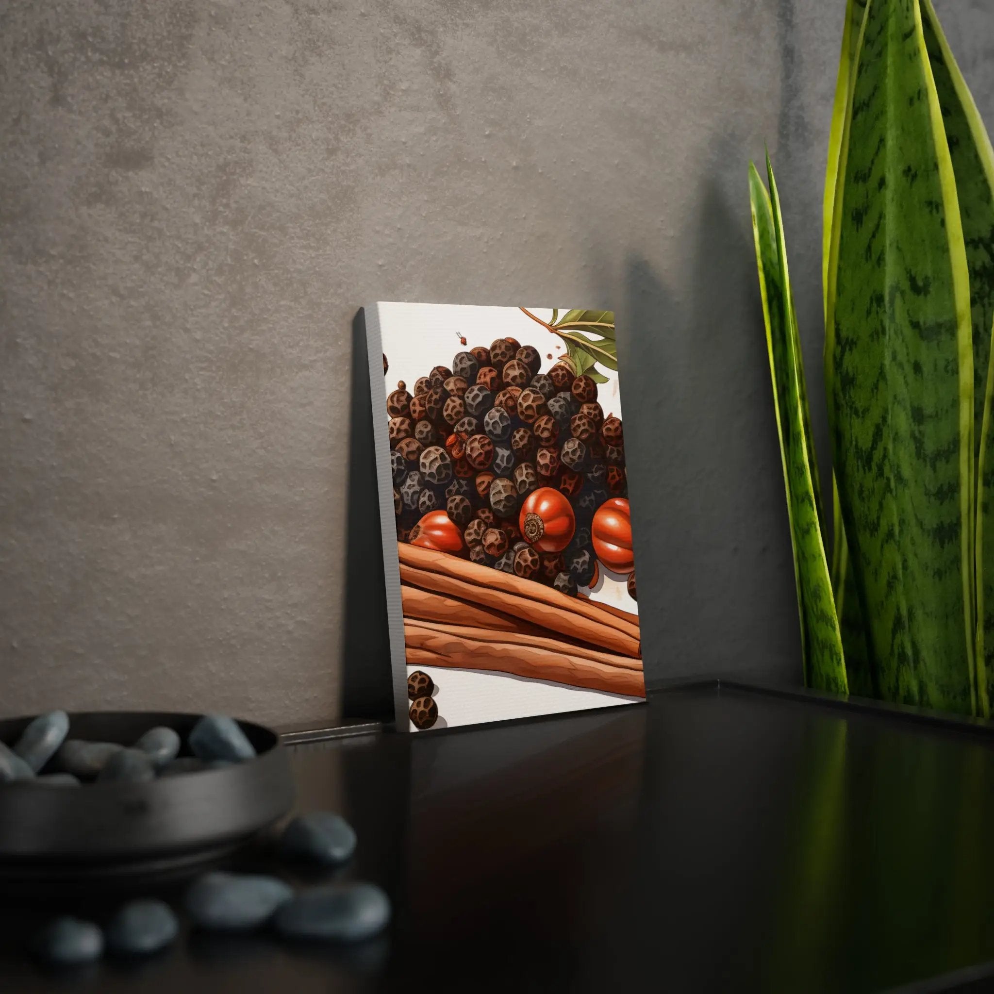 Canvas Gallery Wraps | a picture of a plant and some rocks on a table