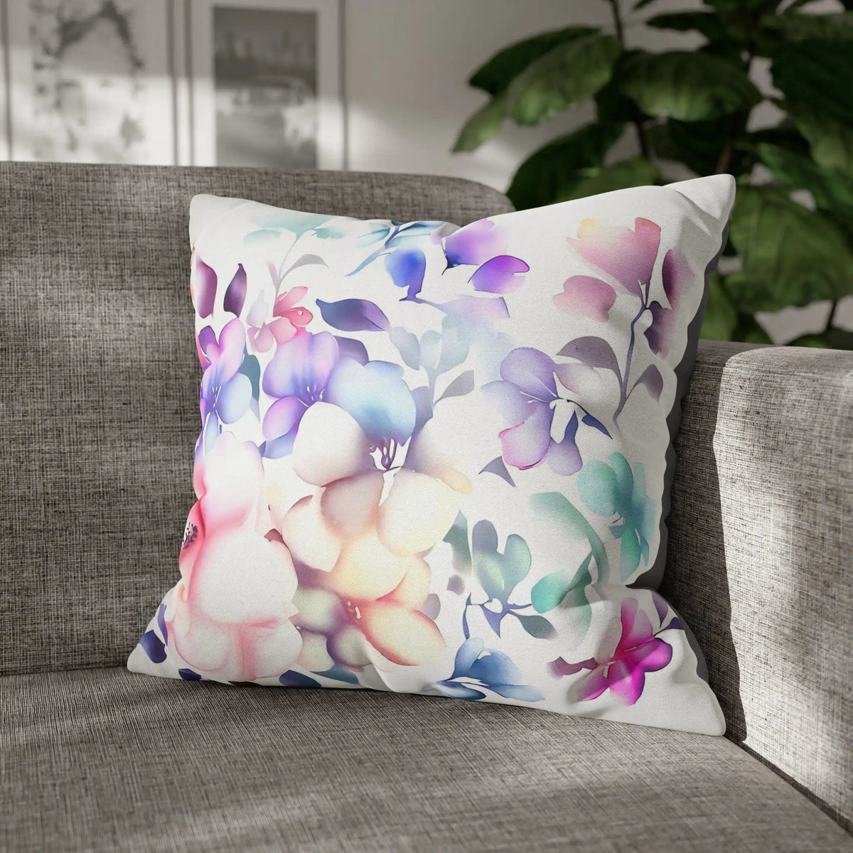 Pillow Sham | a pillow on a couch with a plant in the background