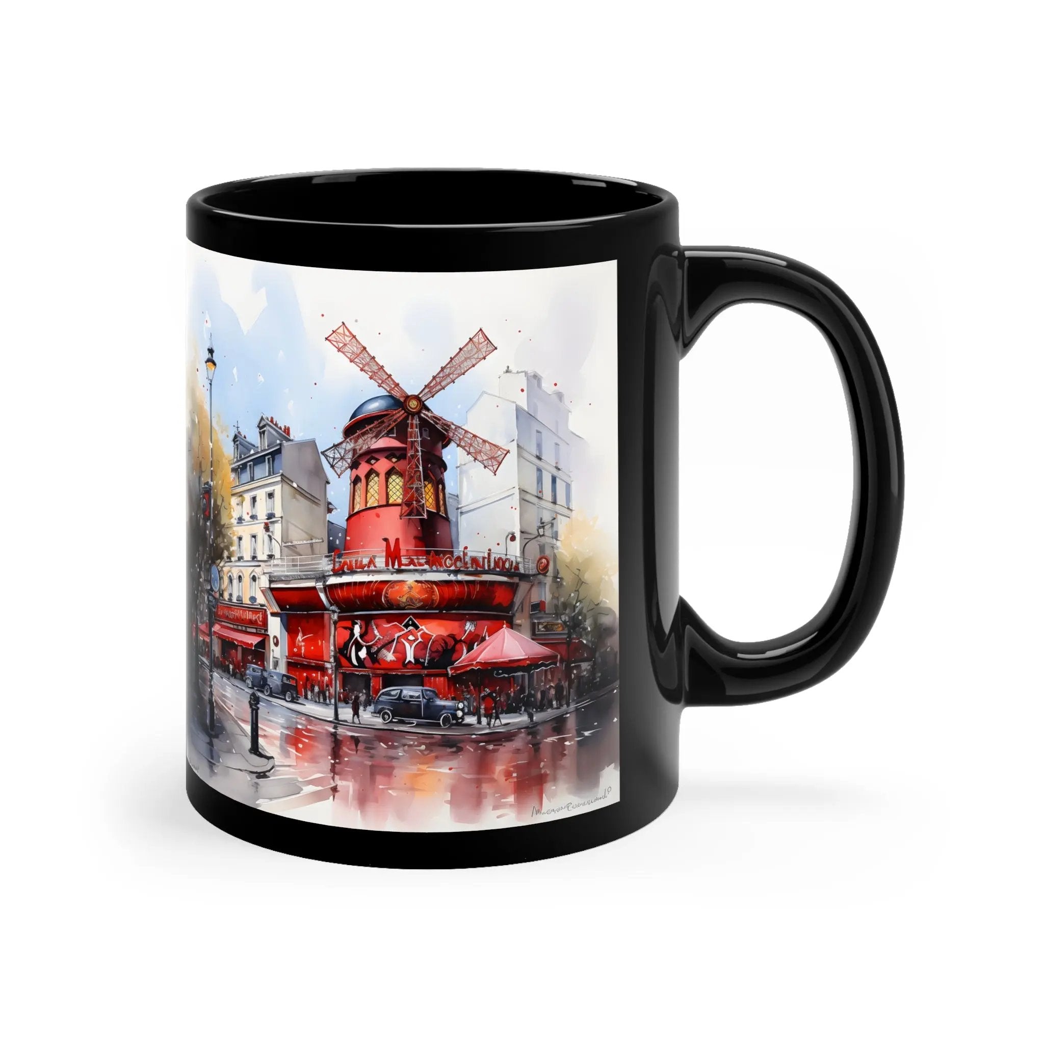 Mugs coffee | a coffee mug with a painting of a windmill on it