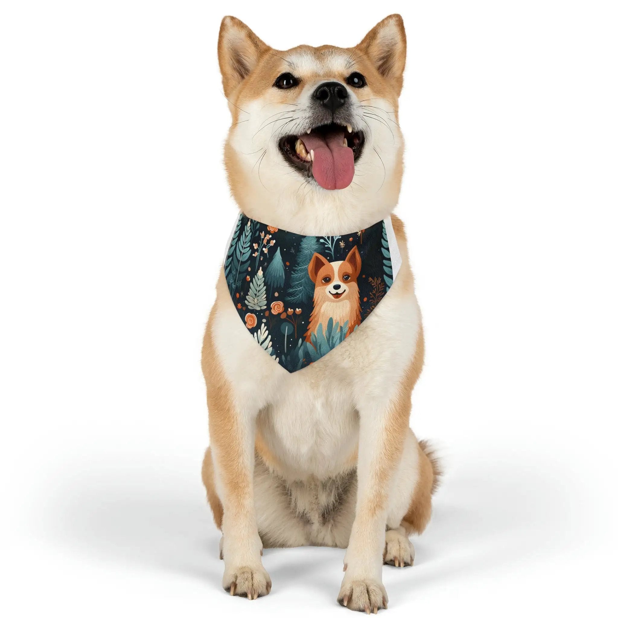 Pet Bandana | a dog wearing a bandana with a picture of a dog on it