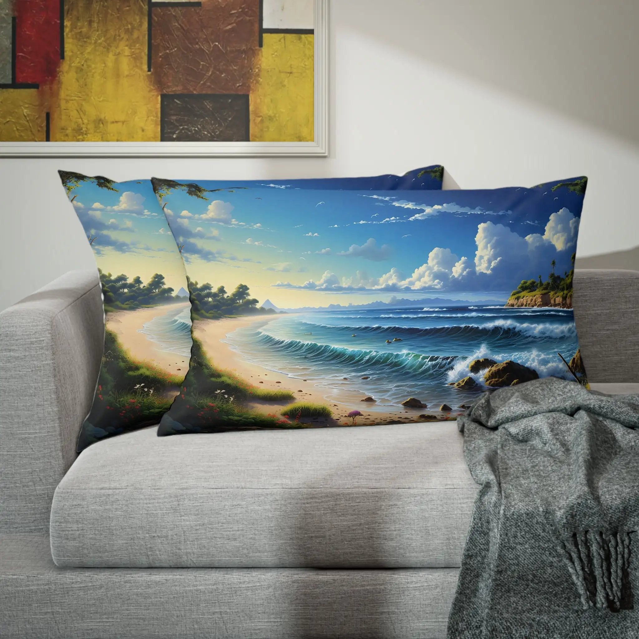 Pillow Sham | Sea Beach Landscape | Avatar Style | Cushion Cover | Pillowcase | Pillow Slip | Pillow Cover