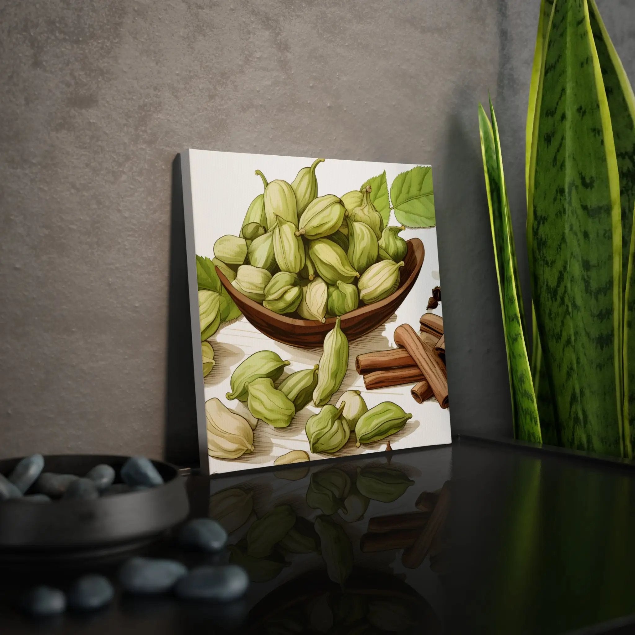 Canvas Gallery Wraps | a painting of a bowl of pistachios on a table