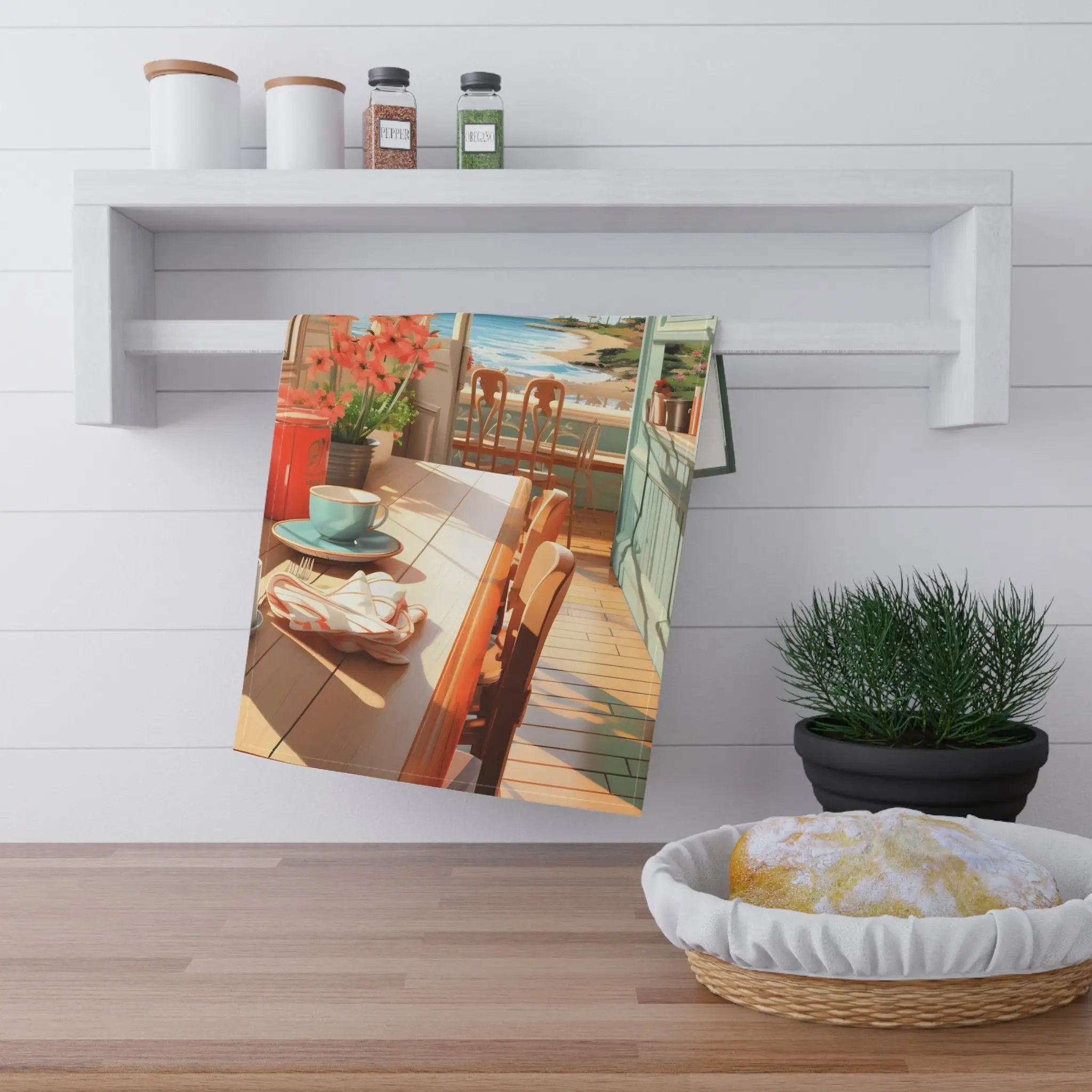 Kitchen Towel | a photo of a table with a bowl of food on it