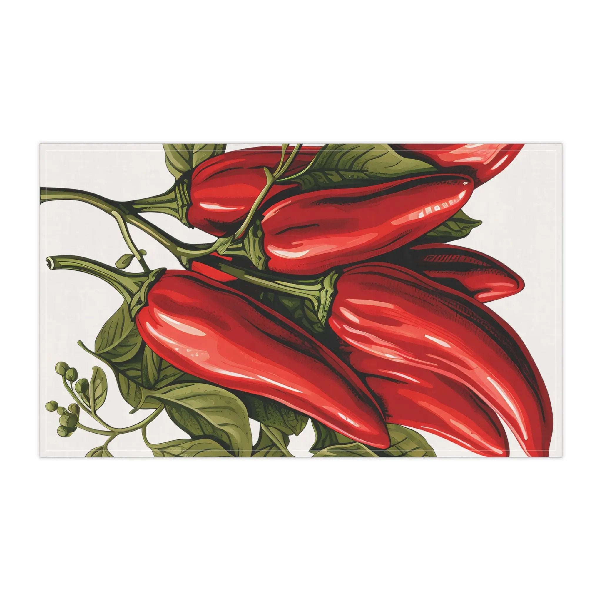 Kitchen Towel | a painting of red peppers on a white background