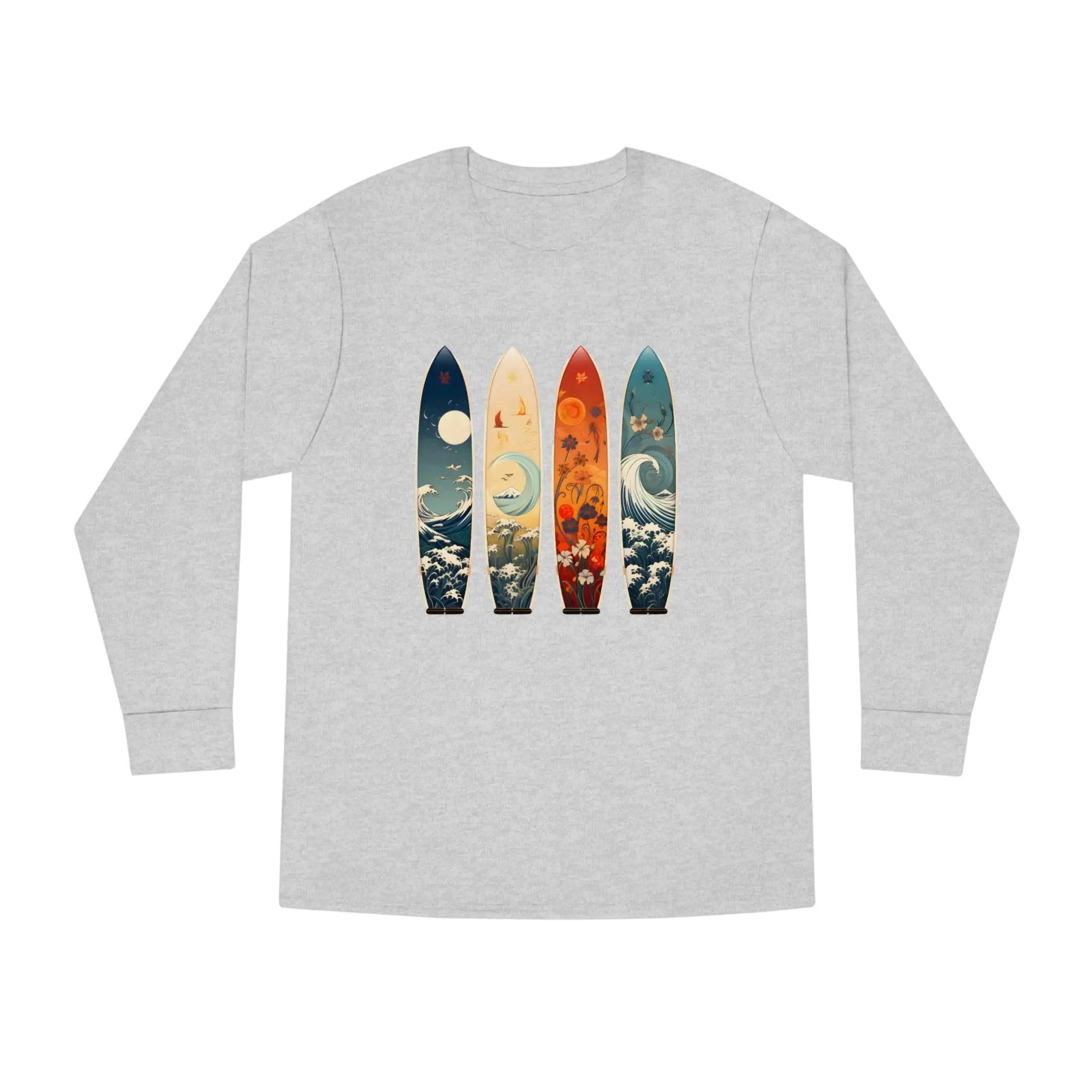 Long Sleeve t shirt | a group of surfboards sitting on top of each other