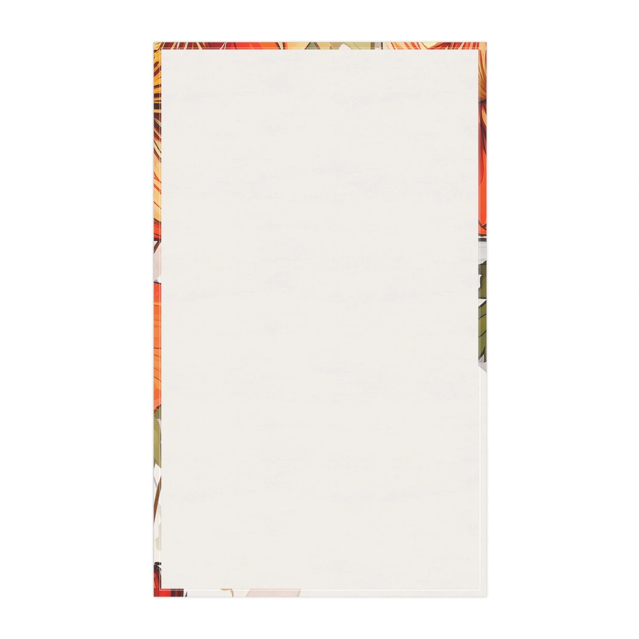 Kitchen Towel | a white sheet of paper with an orange border