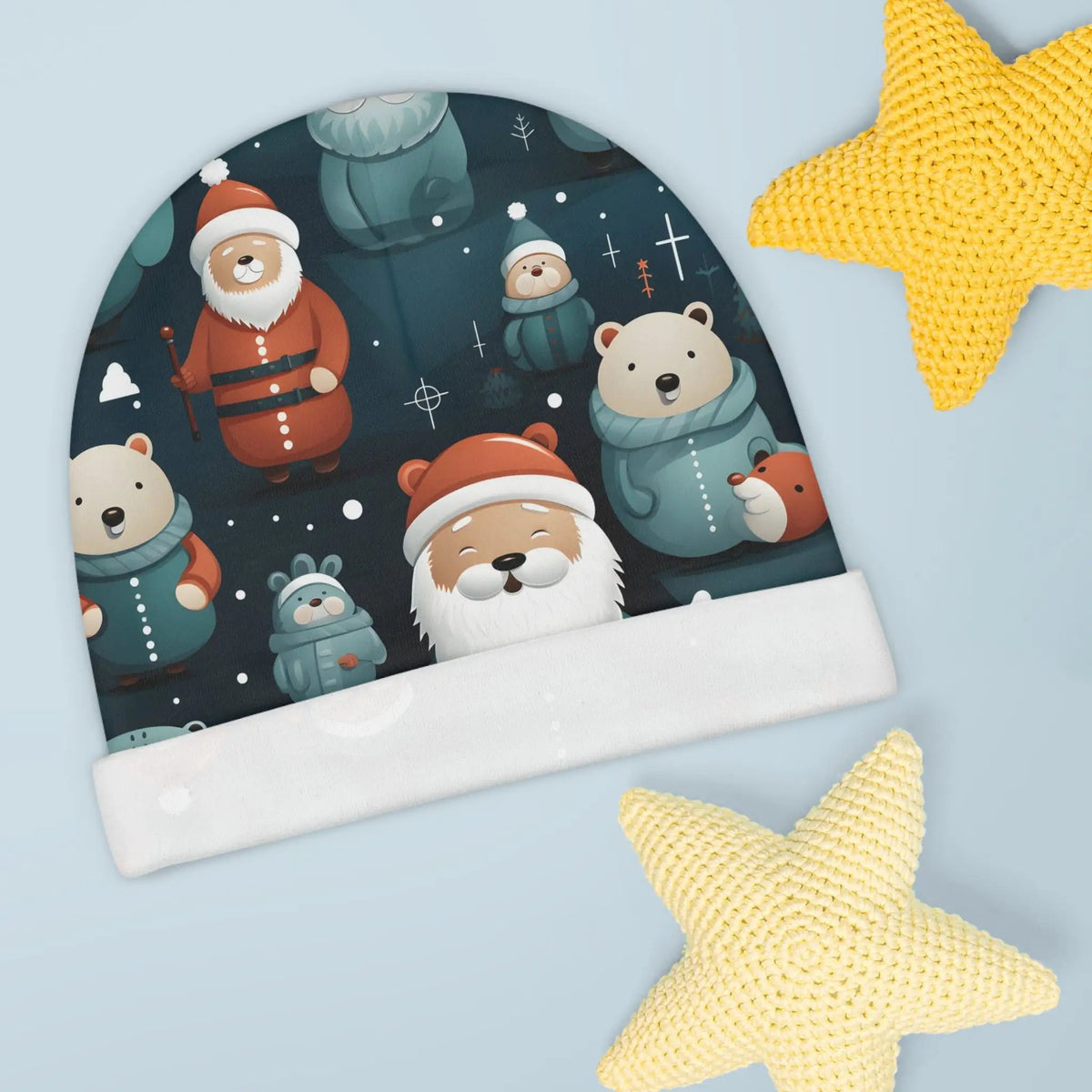 Baby Beanie | a hat with a bear and other animals on it