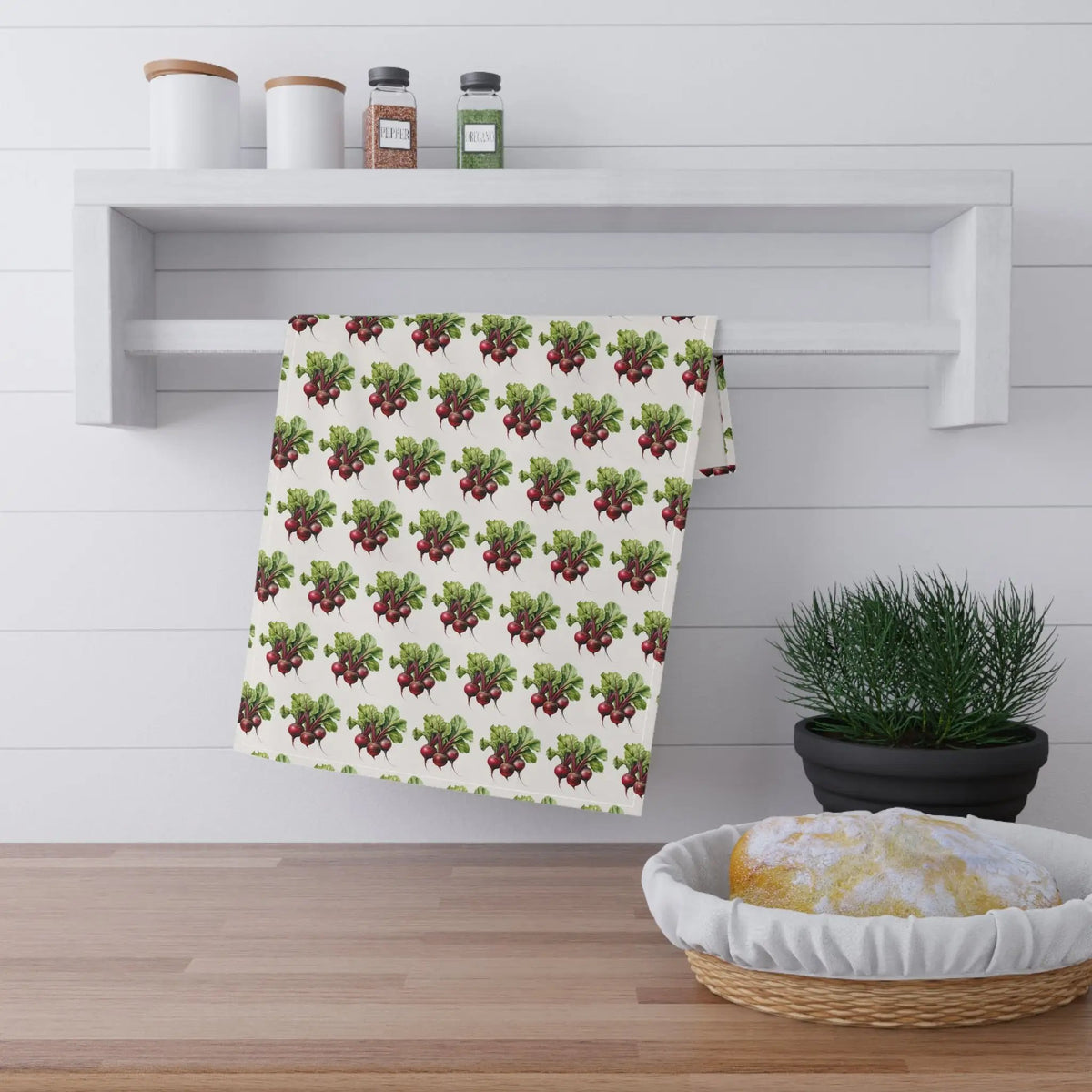 Kitchen Towel | a kitchen counter with a towel hanging on the wall