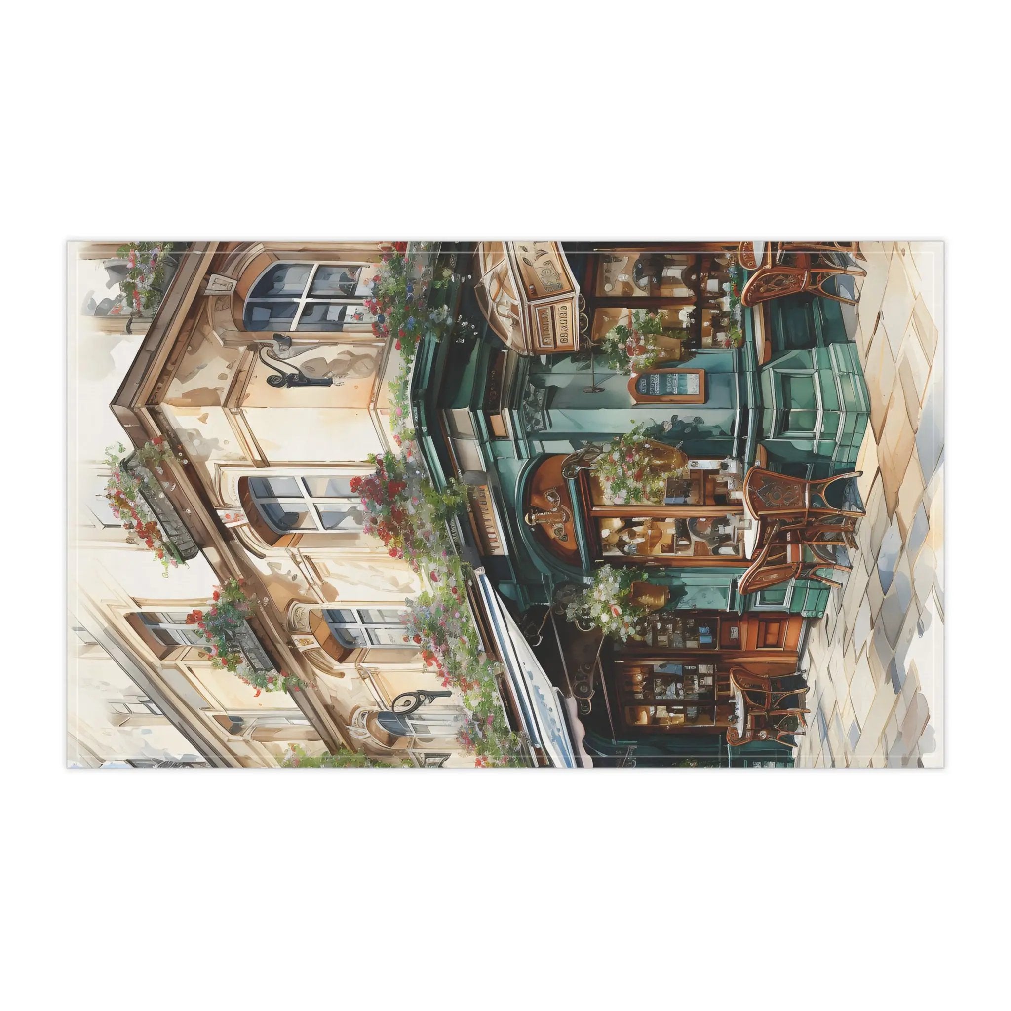 Kitchen Towel | an aerial view of a building with many windows and balconies