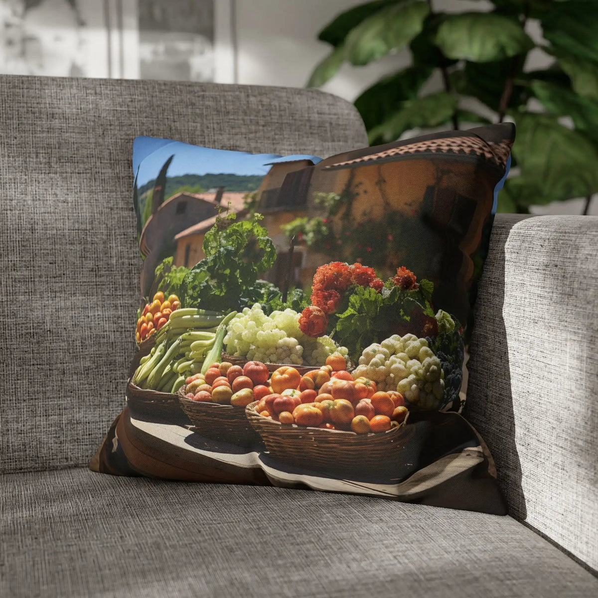 Pillow Sham | a pillow with a picture of vegetables on it