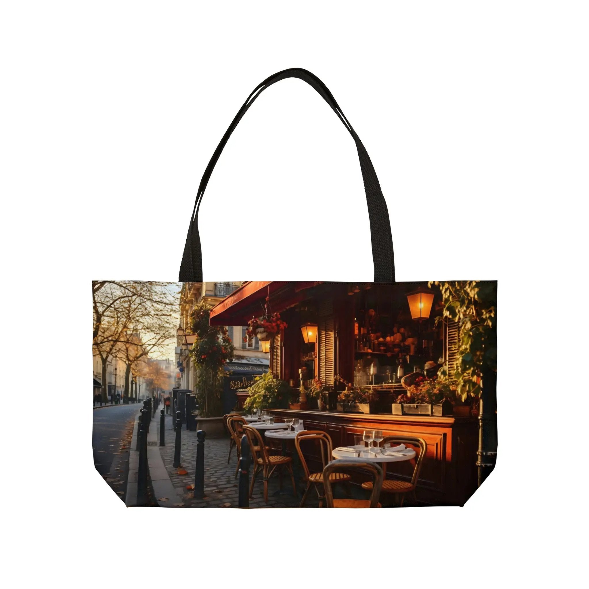 Weekender Tote Bag | a tote bag with a picture of a restaurant