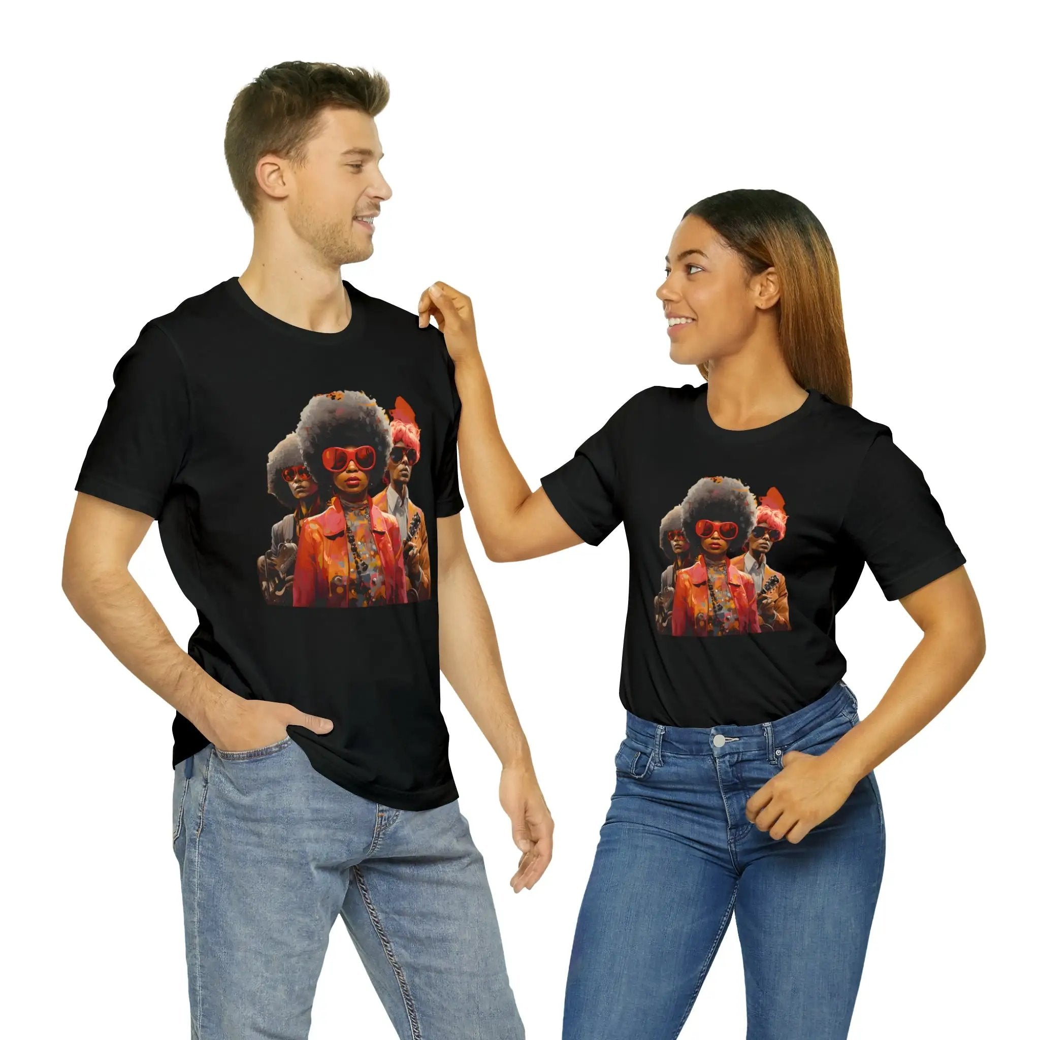 Couple t shirt | a man and a woman standing next to each other