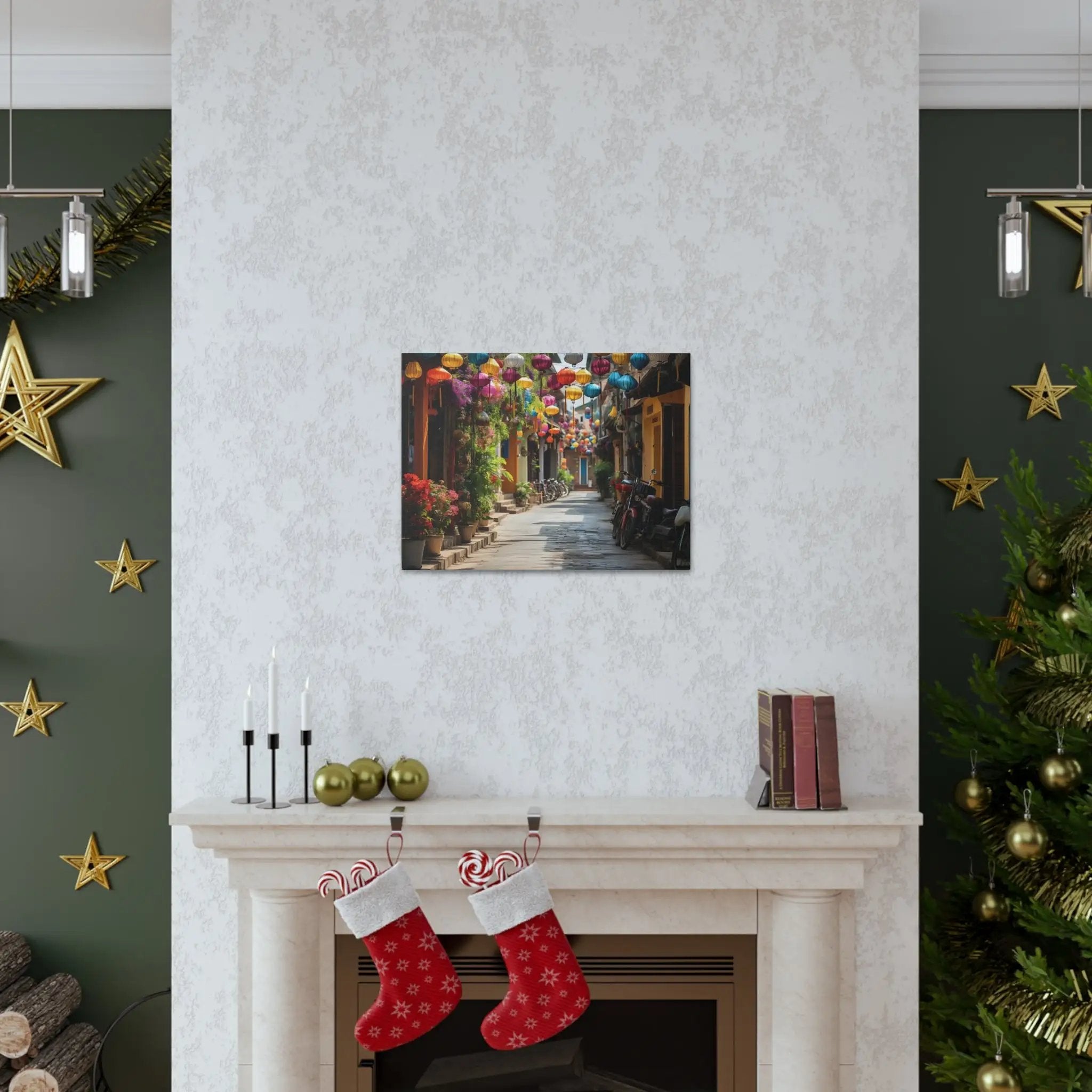 Canvas Gallery Wraps | a decorated Christmas tree in a living room