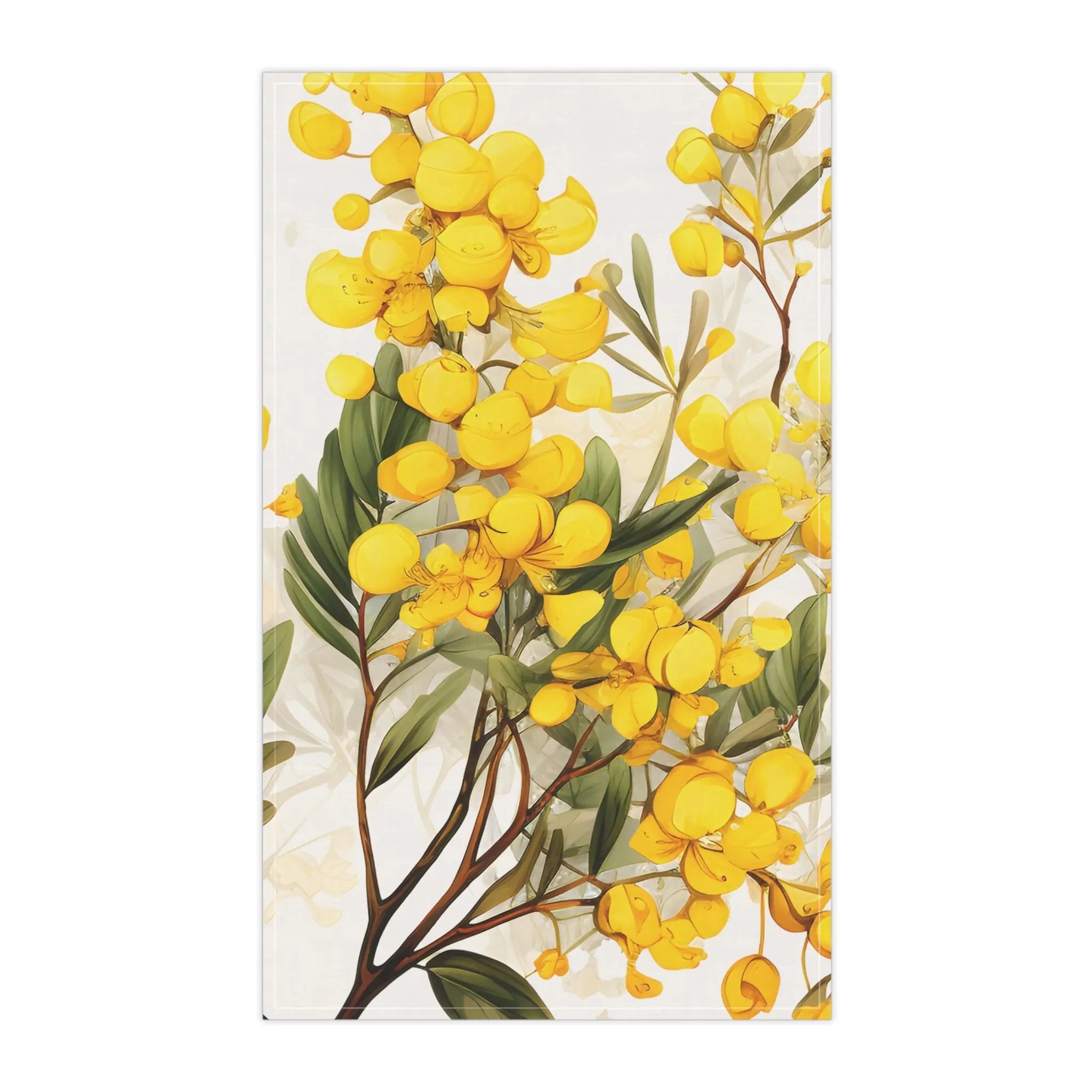 Kitchen Towel | a painting of yellow flowers on a white background