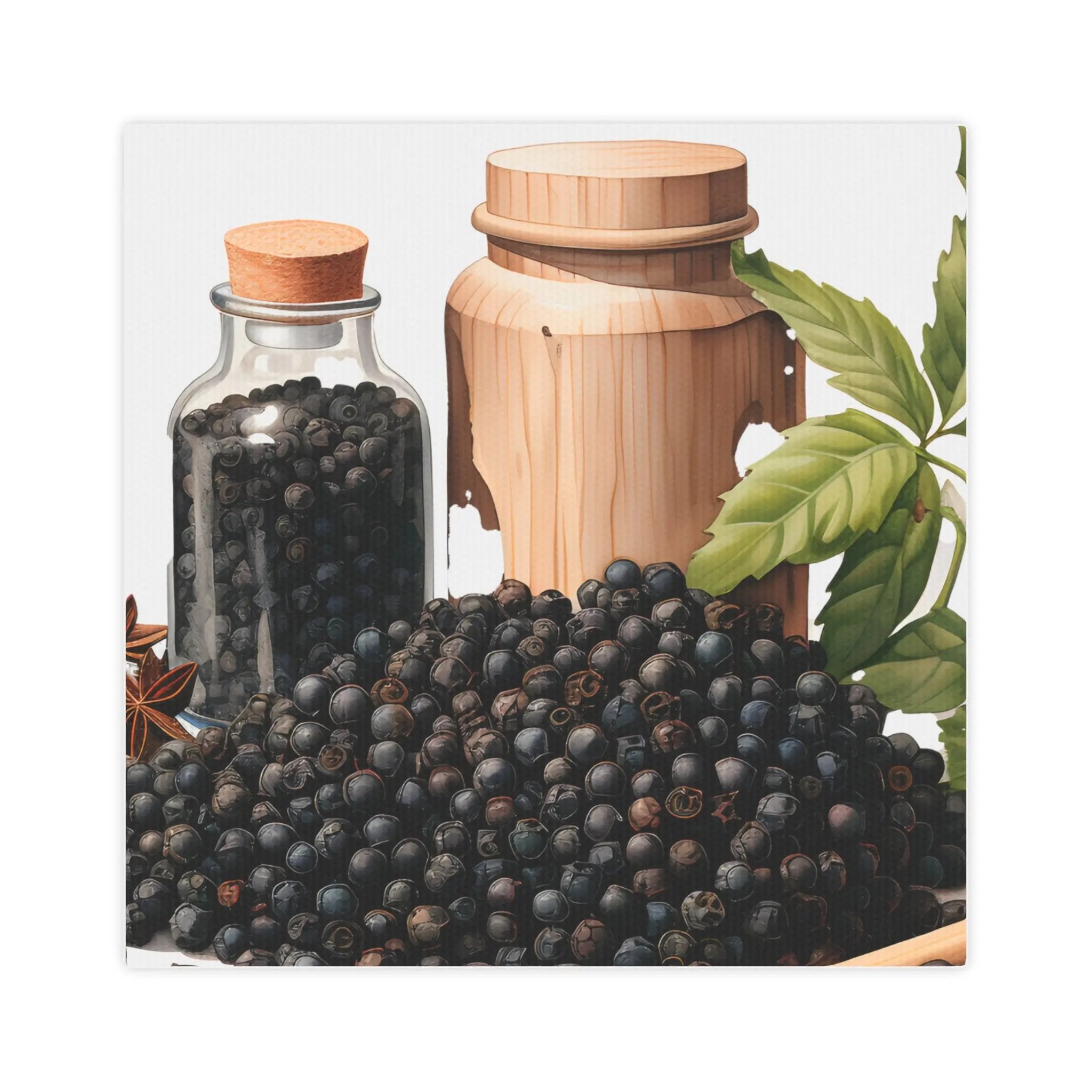 Canvas Gallery Wraps | a painting of a jar of blackberries next to a pile of blackberries