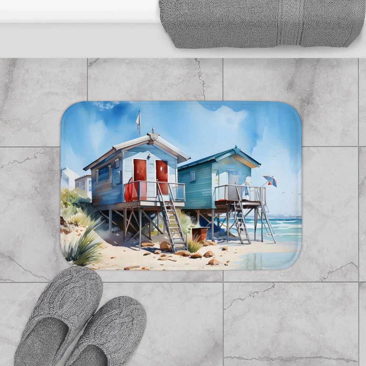 Bath Mat | a bathroom rug with a painting 