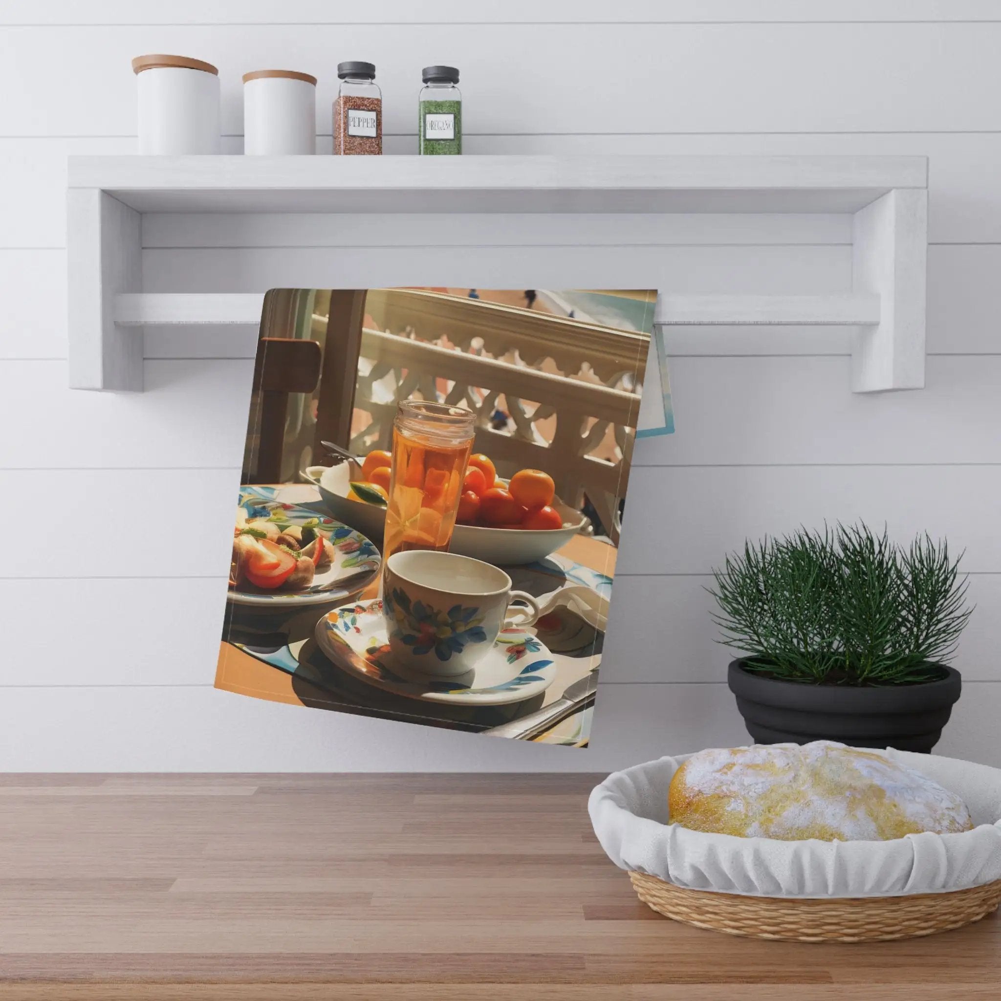 Kitchen Towel | a photo of a bowl of fruit on a table