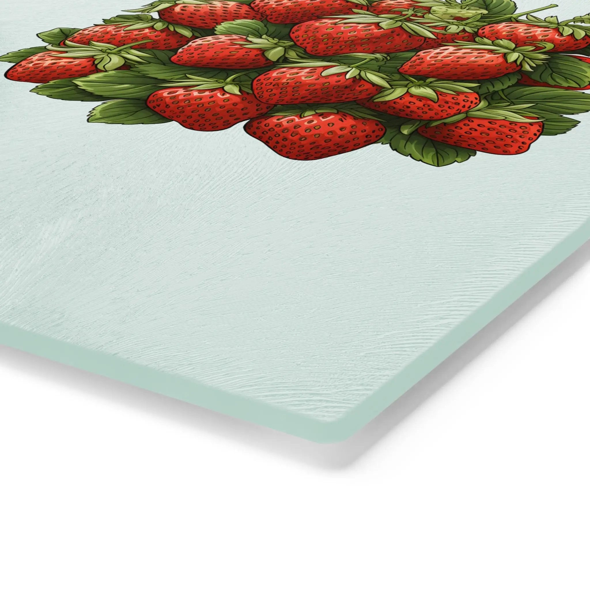 Cutting board | a drawing of a bunch of strawberries on a light blue background