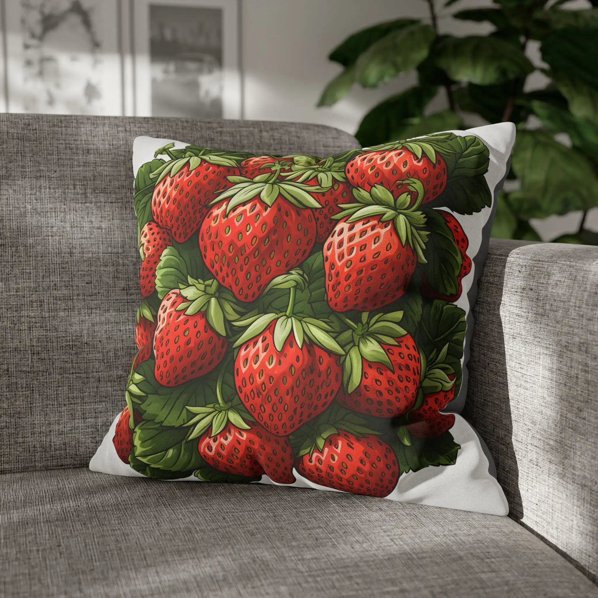 Pillow Sham | a pillow with a picture of a bunch of strawberries on it