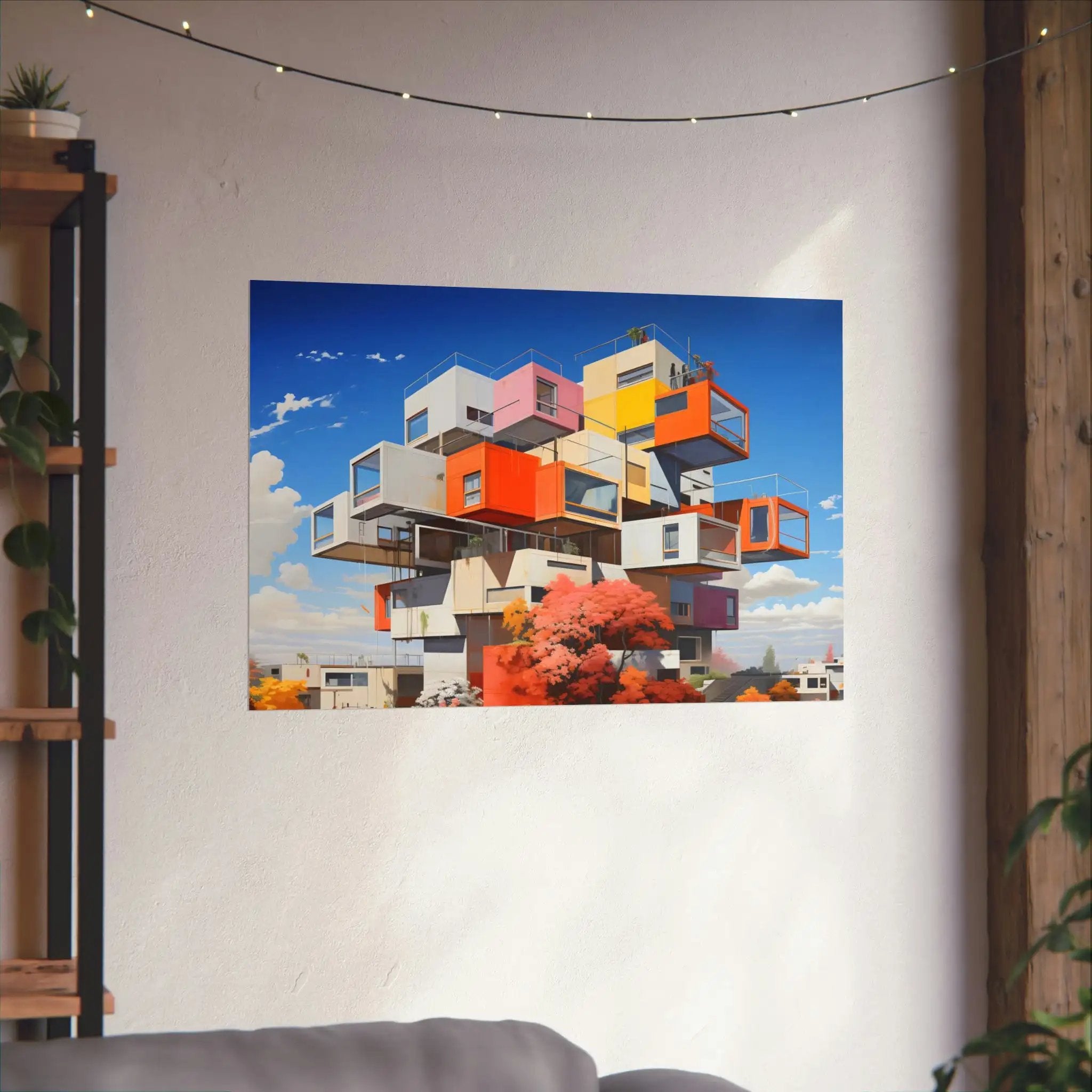 Kawaii Posters | a living room with a couch and a painting on the wall