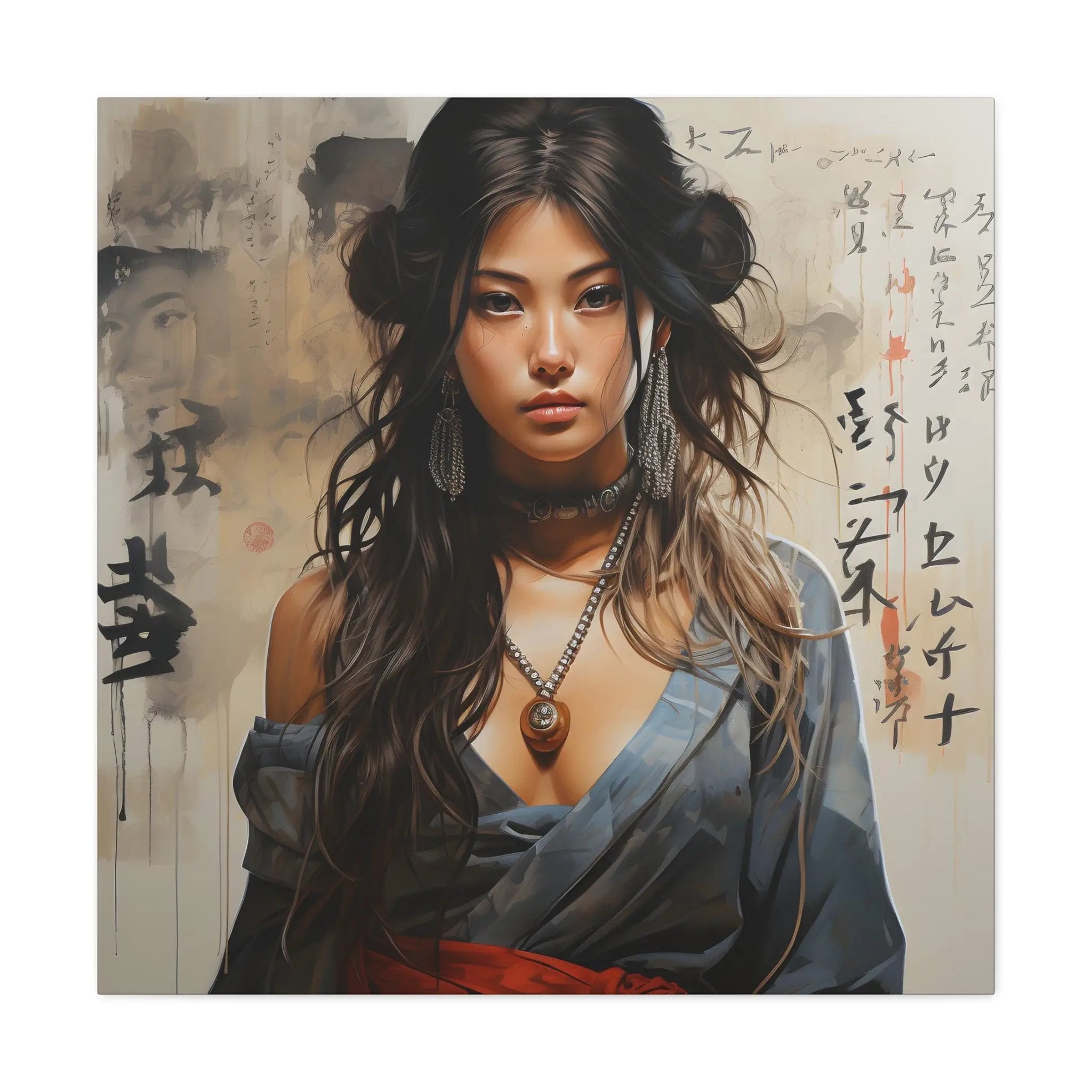 Canvas Gallery Wraps | a painting of a woman with long hair