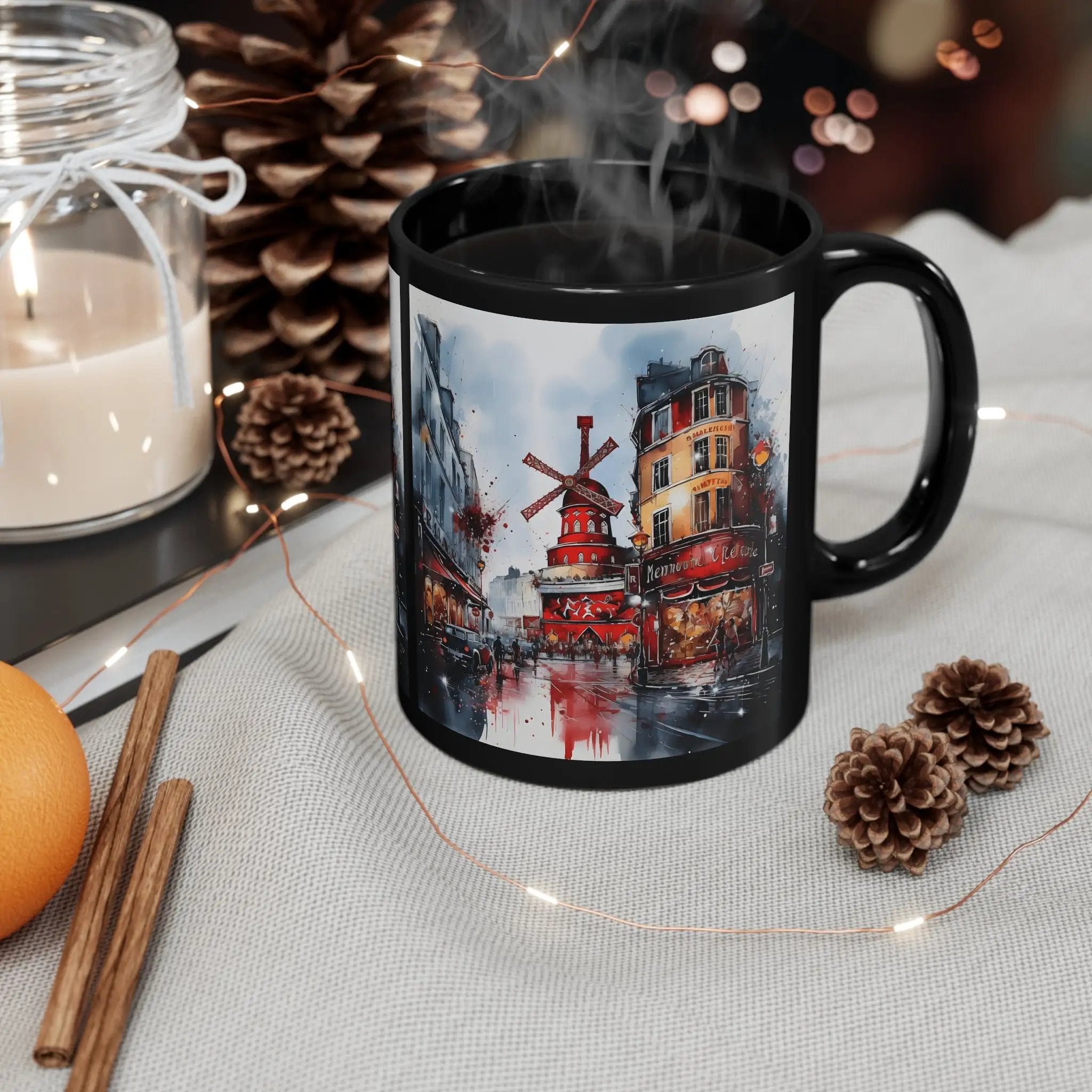 Mugs coffee | a coffee mug with a picture of a windmill on it