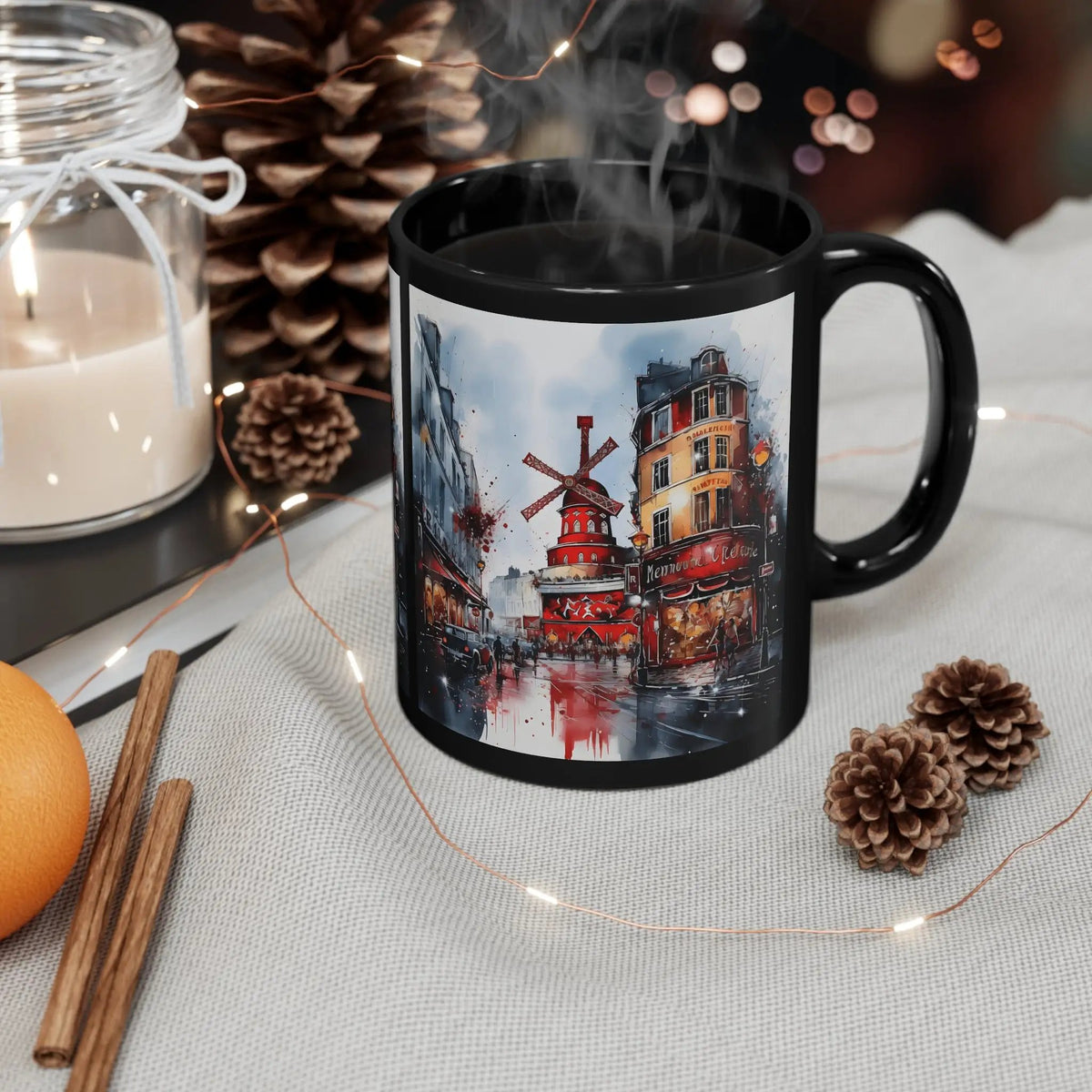 Mugs coffee | a coffee mug with a picture of a windmill on it