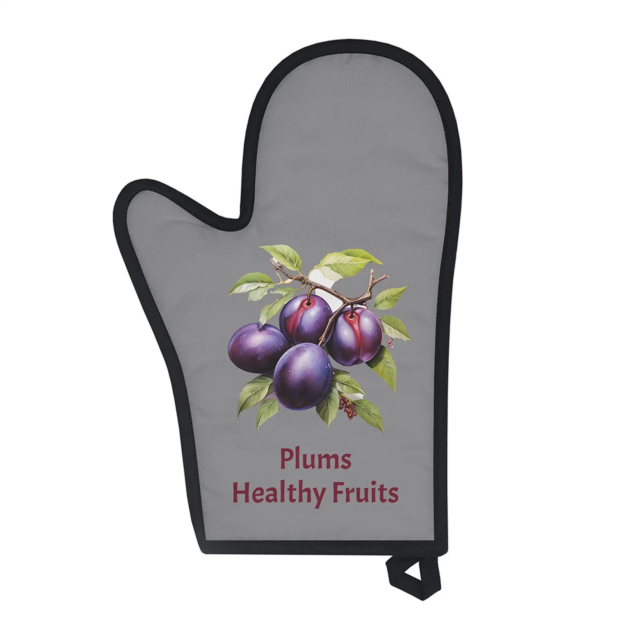 oven mitt | a oven mitt with plums on it