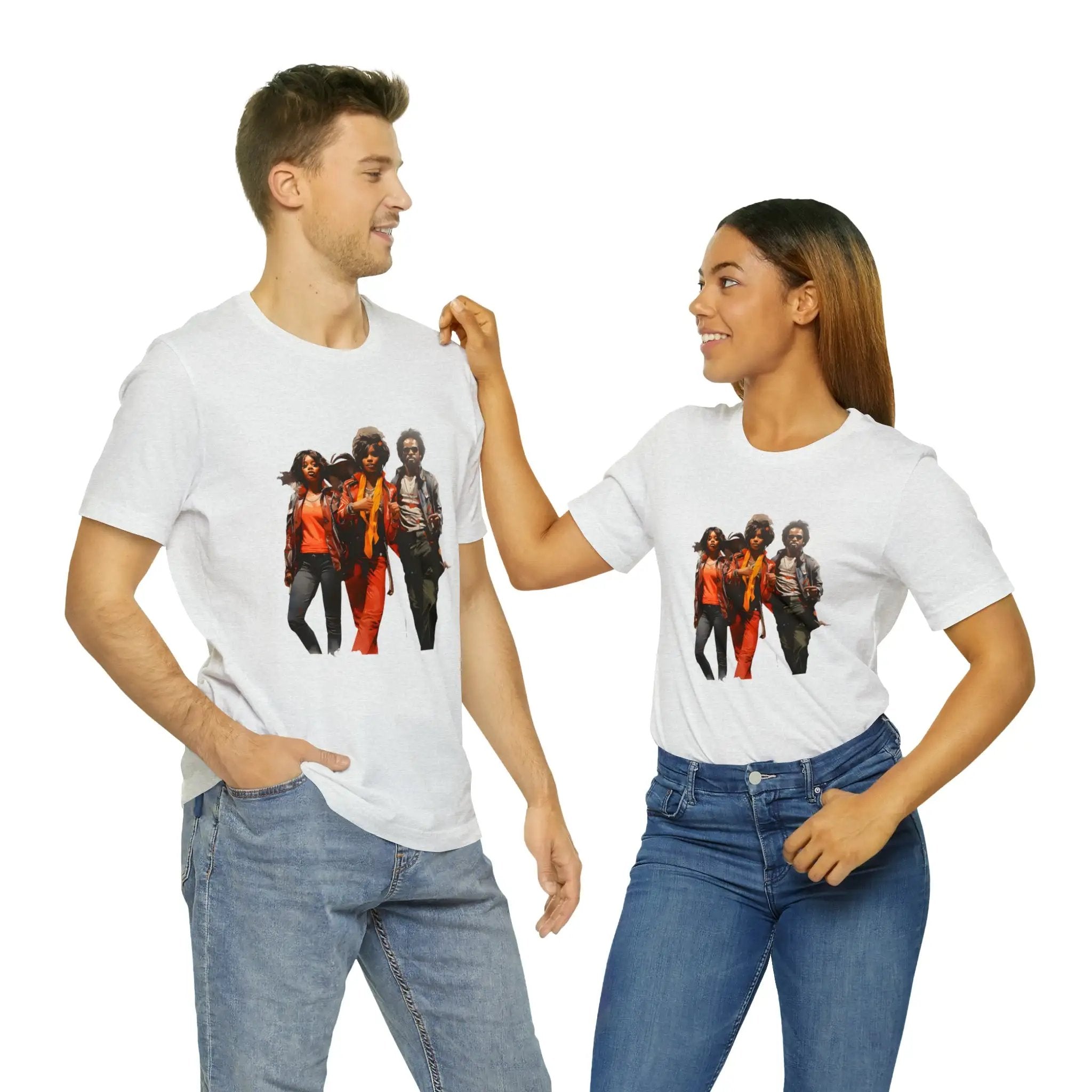 Couple t shirt | a man and a woman standing next to each other