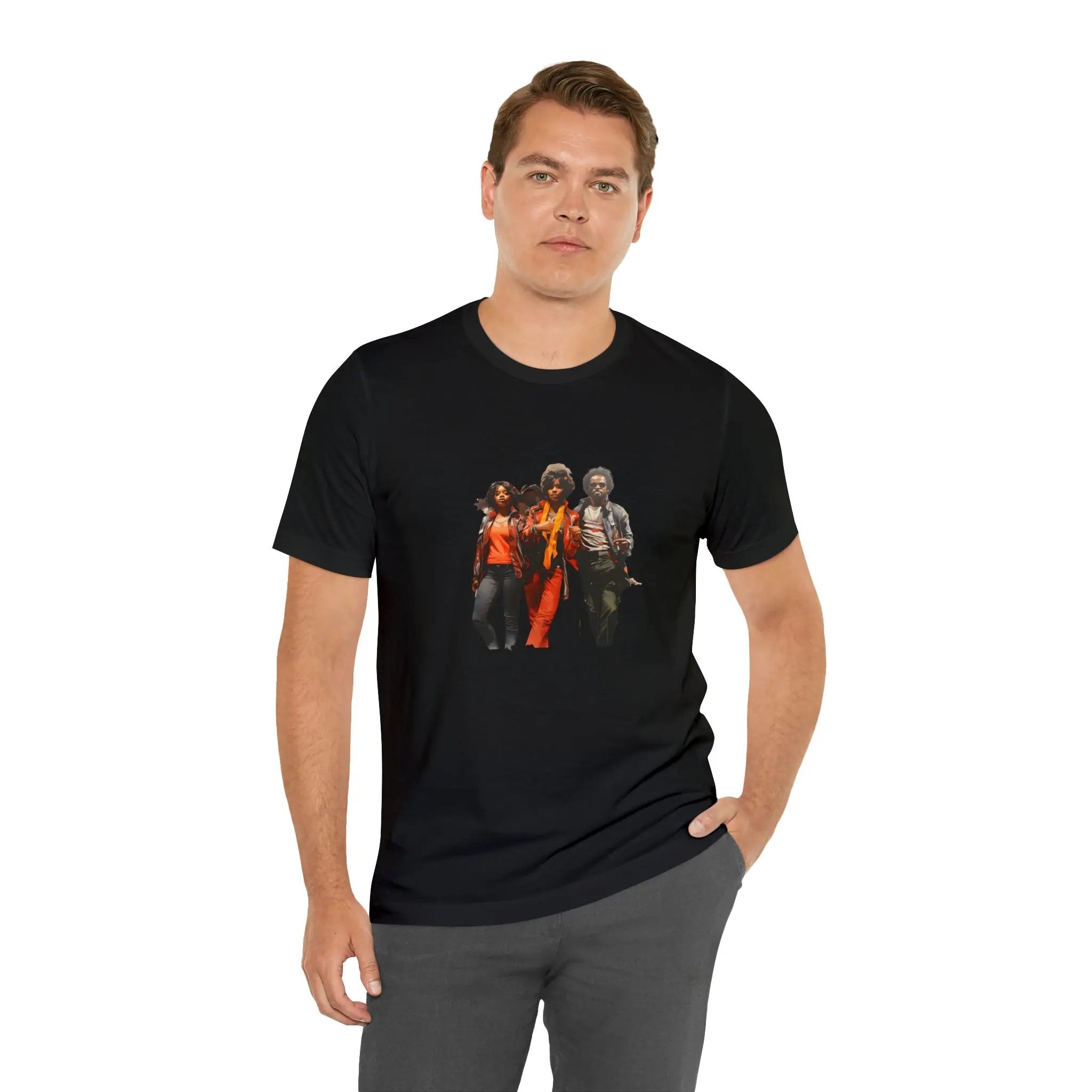 Couple t shirt | a man standing in front of a white background wearing a black t - shirt with