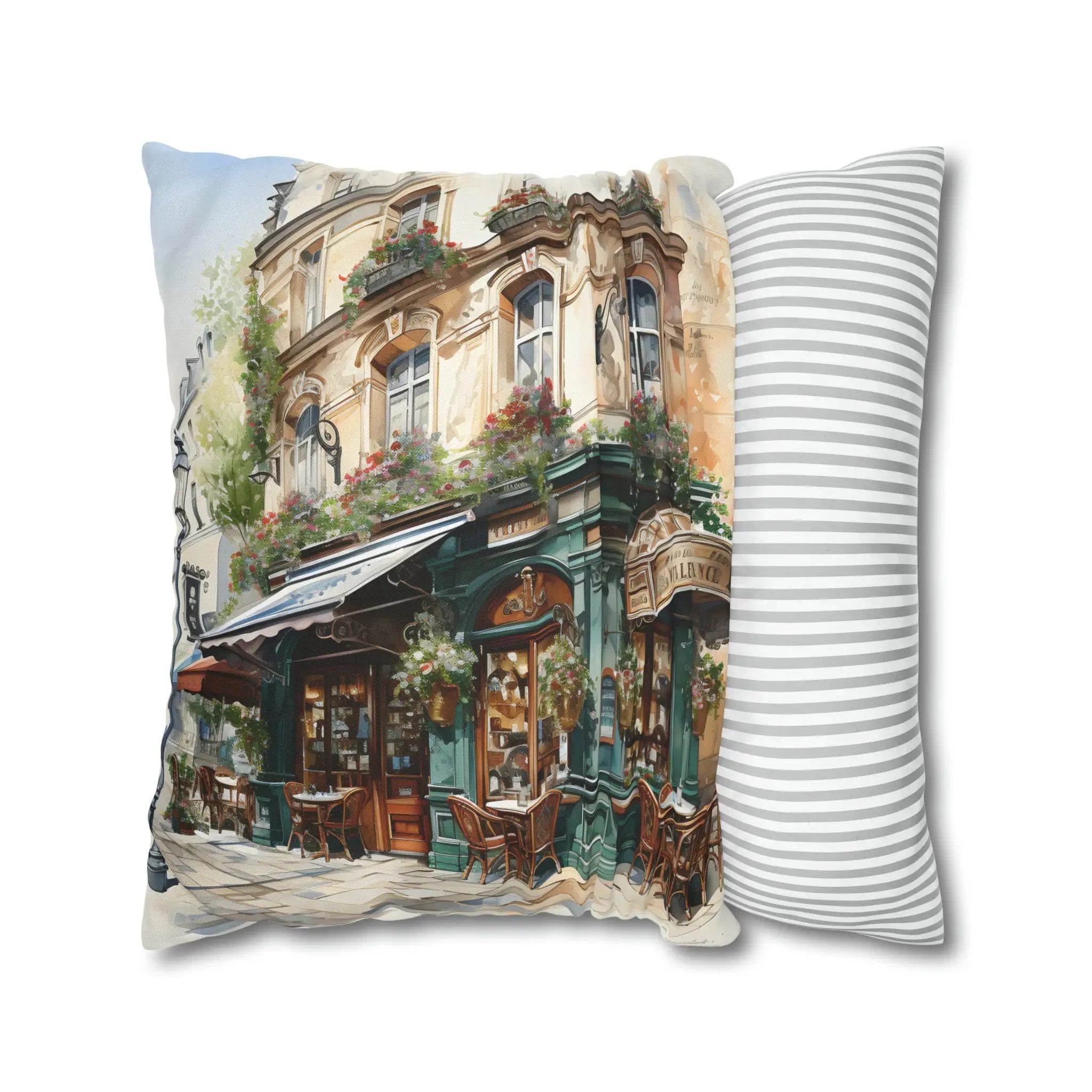 pillow cover | a pillow that has a picture of a building on it