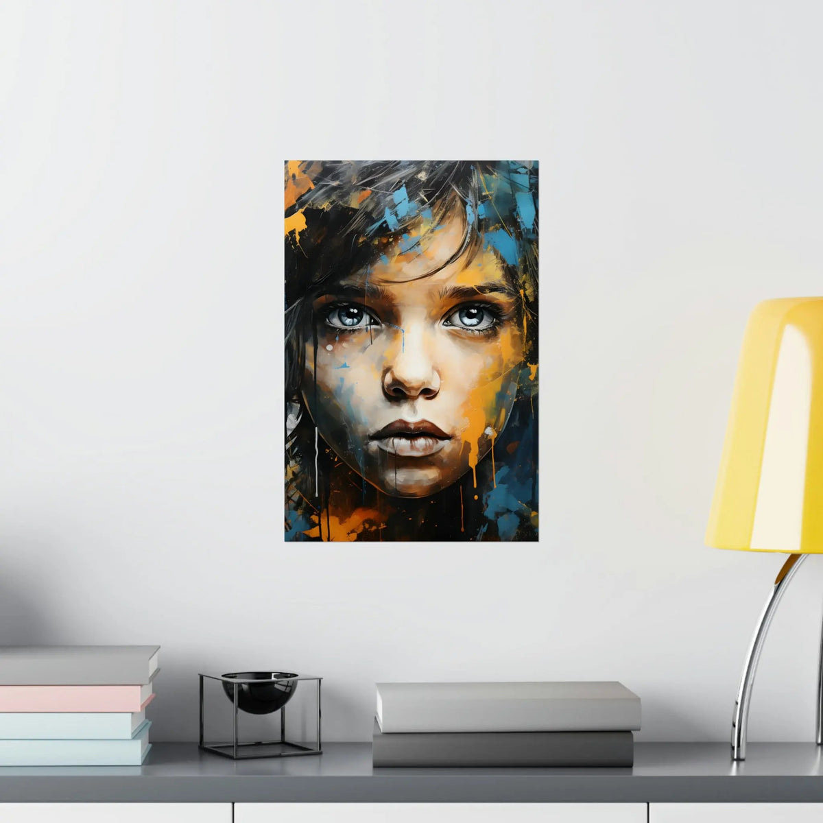 Kawaii Posters | a painting of a woman's face with blue eyes