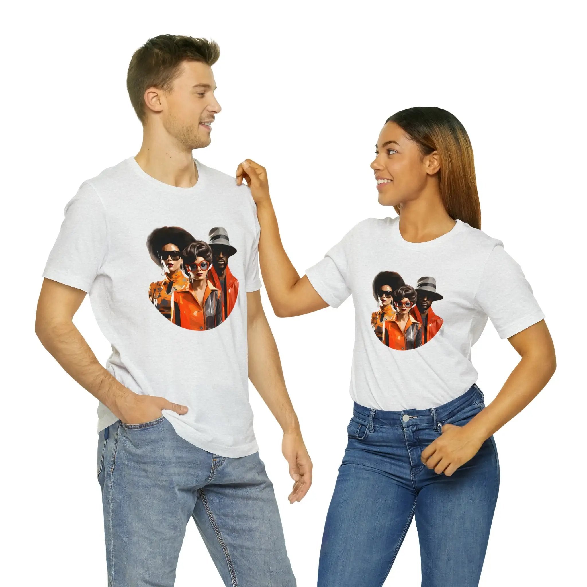 Couple t shirt | a man and a woman standing next to each other