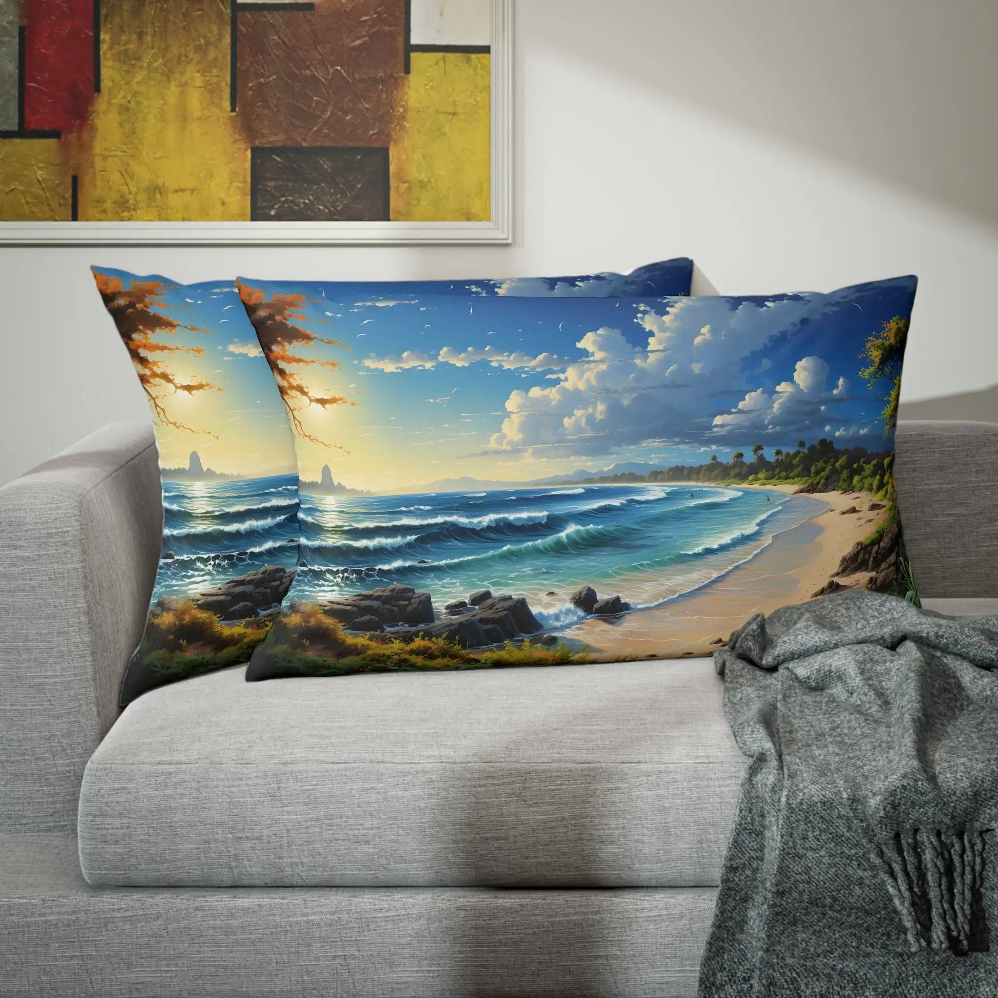 Pillow Sham | Sea Beach Landscape | Avatar Style | Cushion Cover | Pillowcase | Pillow Slip | Pillow Cover