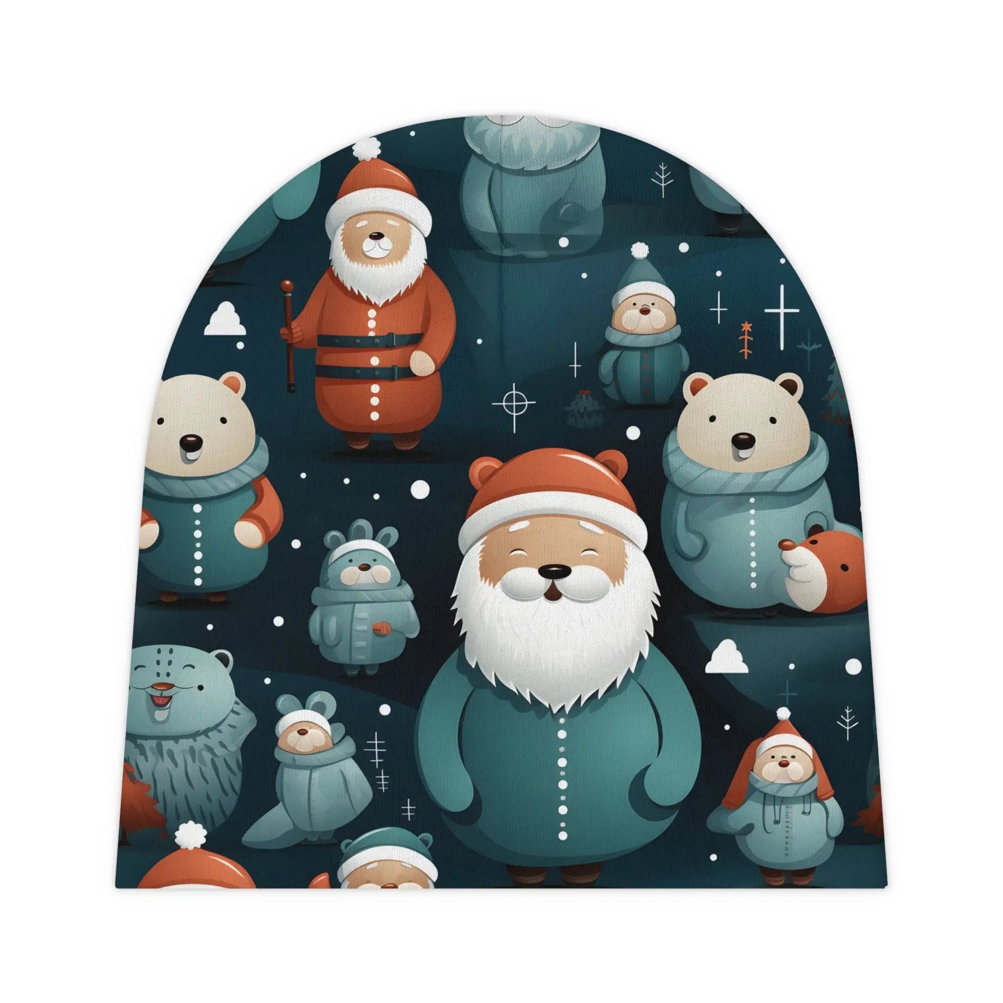 Baby Beanie | a picture of a santa claus and his bears