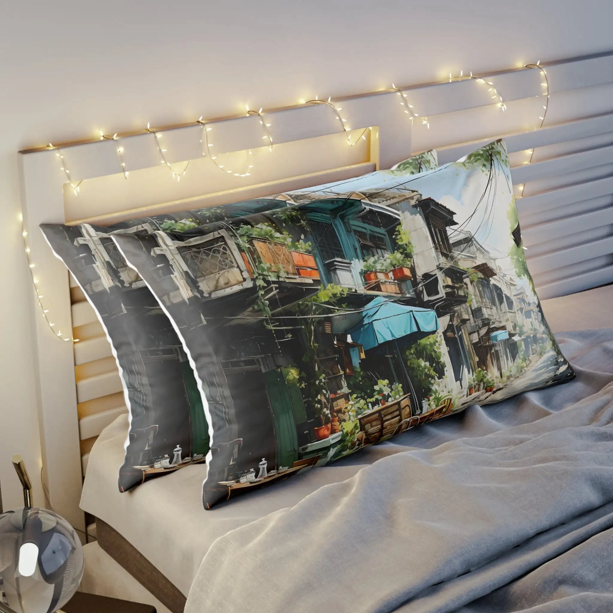 Pillow Sham | a bed topped with two pillows covered in a picture