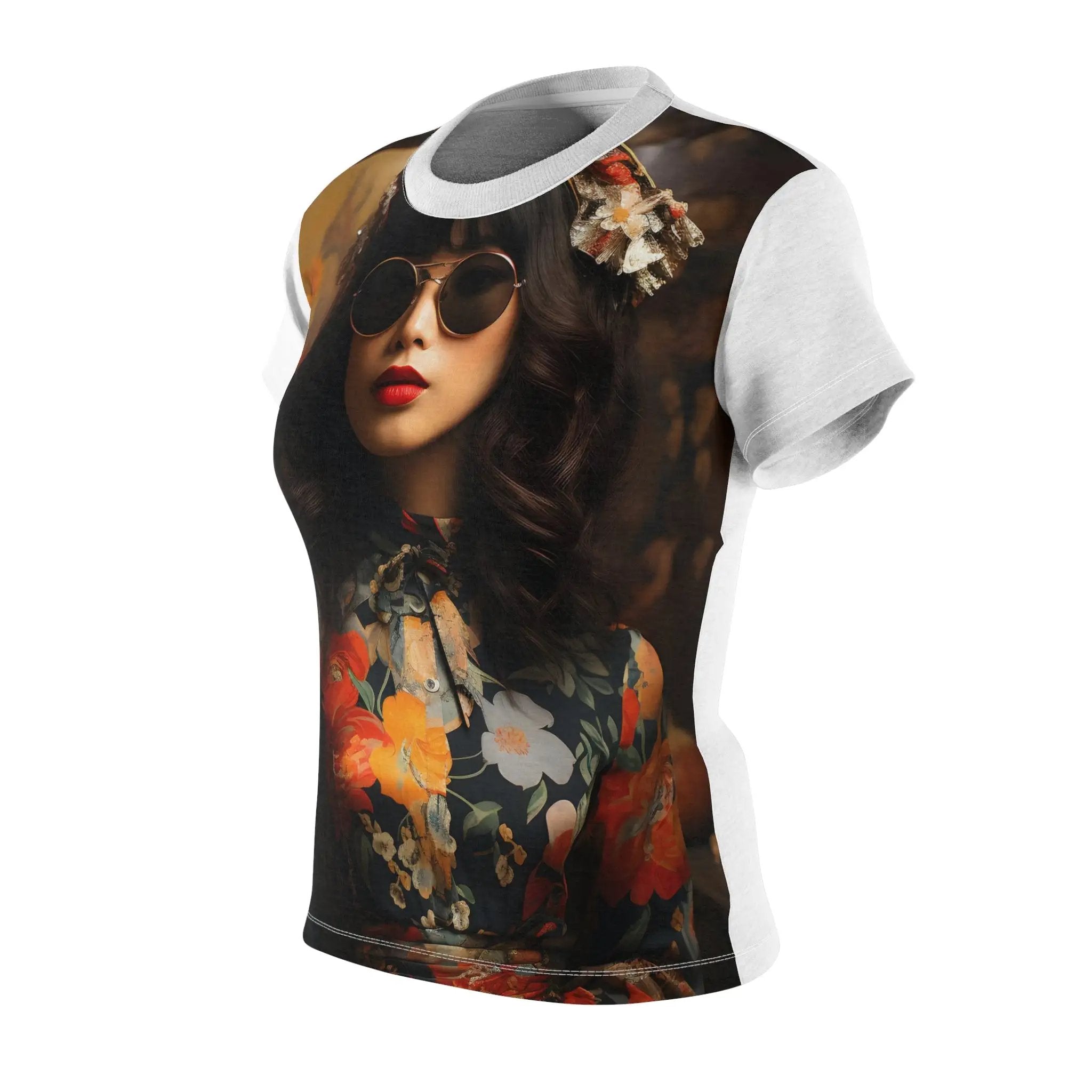 Women Tee | shirt with a picture of a woman wearing sunglasses